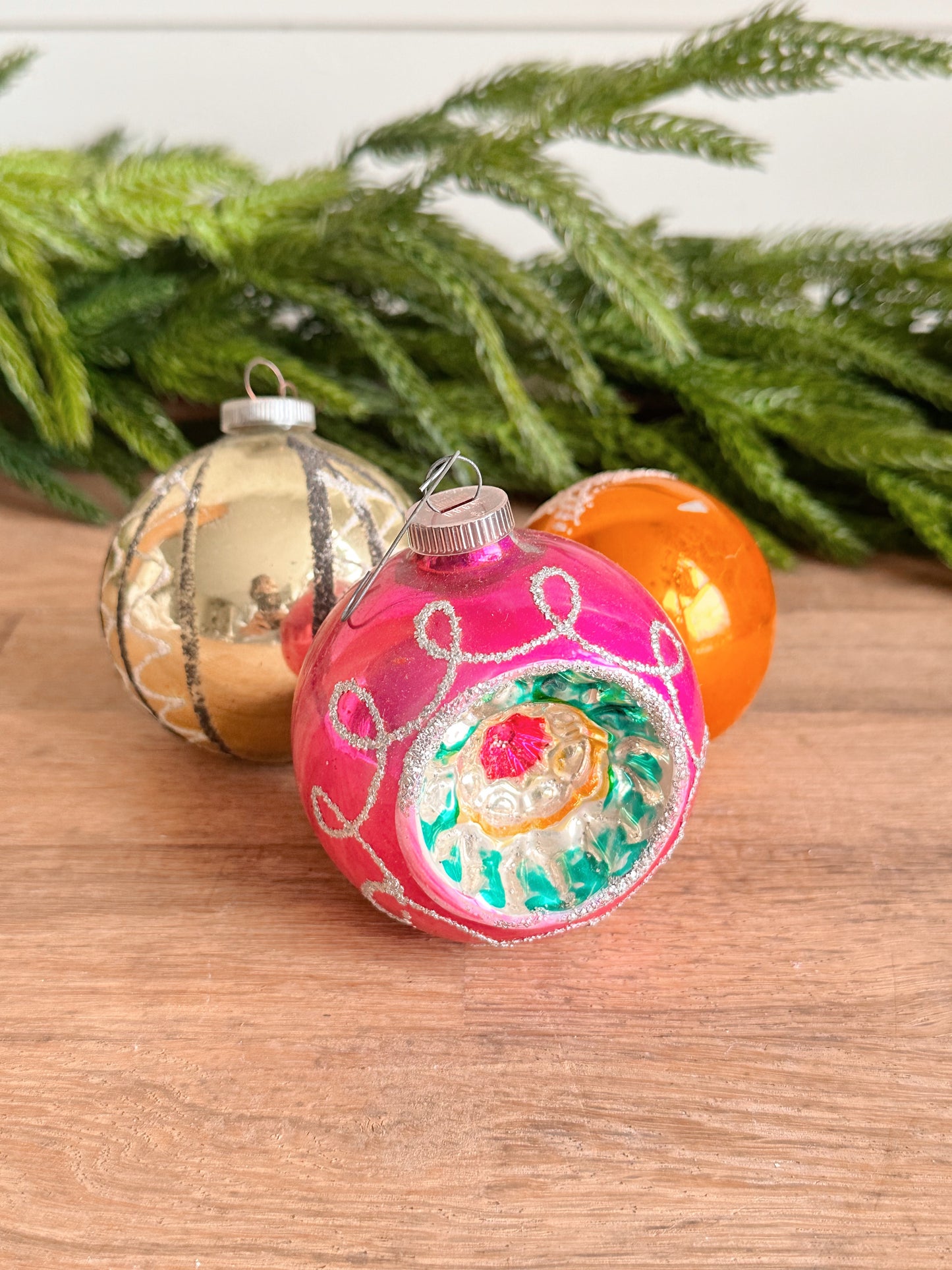 Collection of Three Vintage Glass Ornaments - West Germany