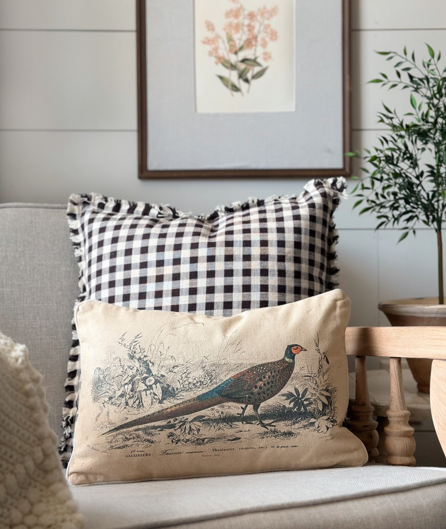 Brown & Cream Gingham Pillow