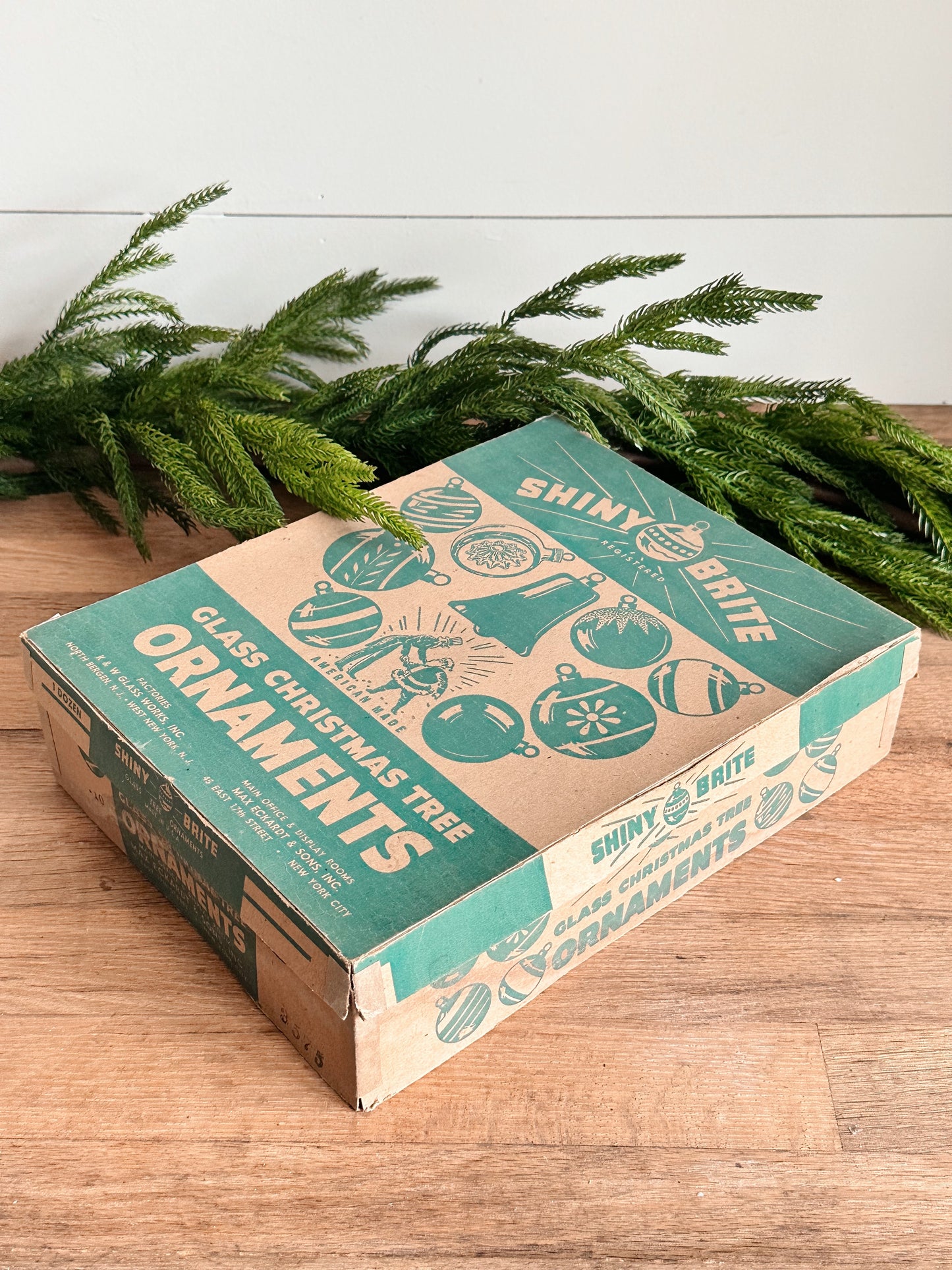 Vintage Shiny Brite Box Filled with Vintage Ornaments