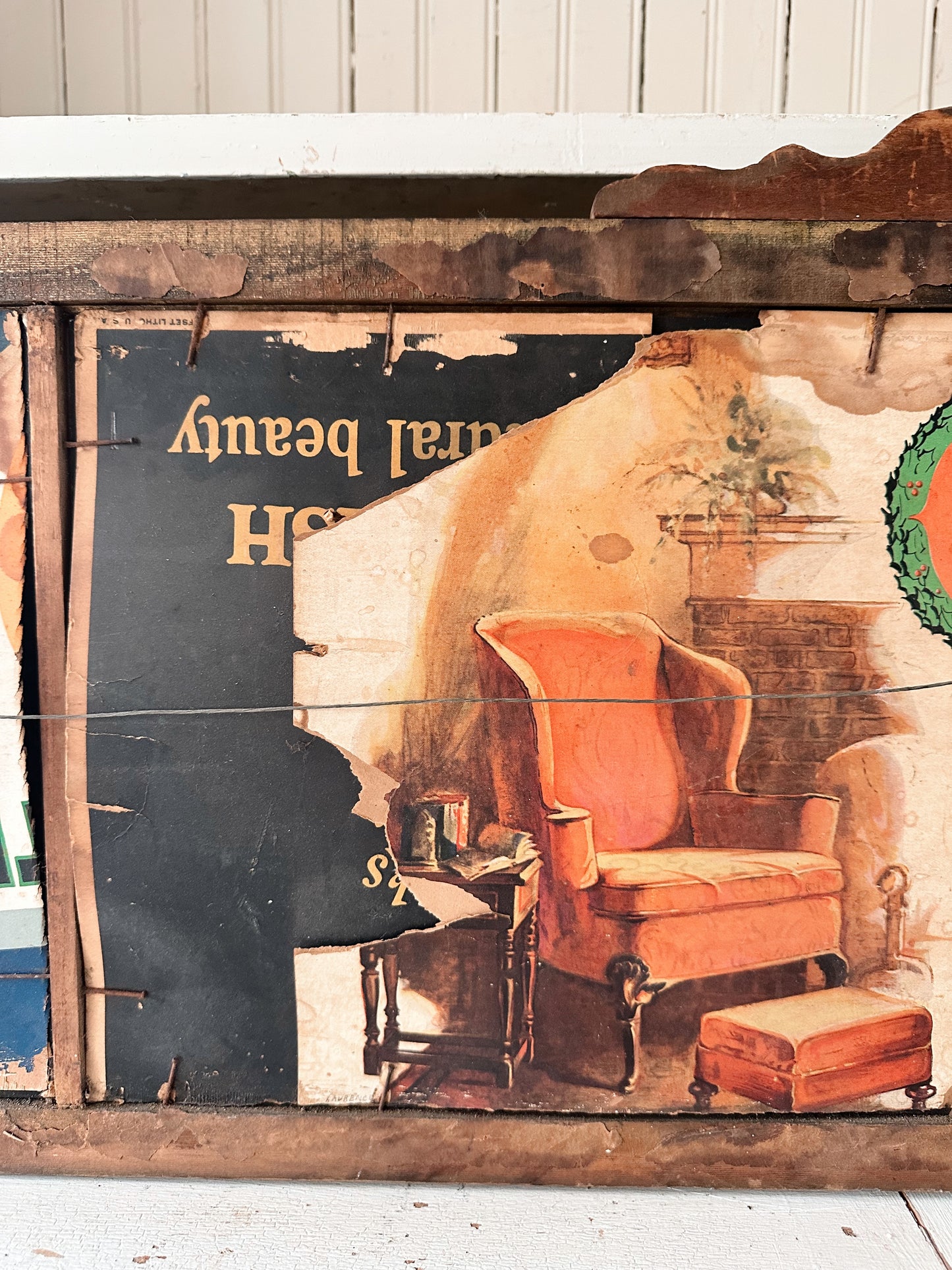 Antique Three Panel Buffet / Mantel Mirror