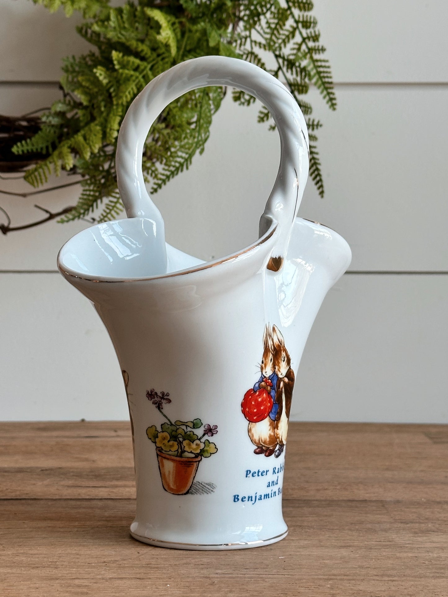 Vintage Beatrix Potter Peter Rabbit Basket Vase