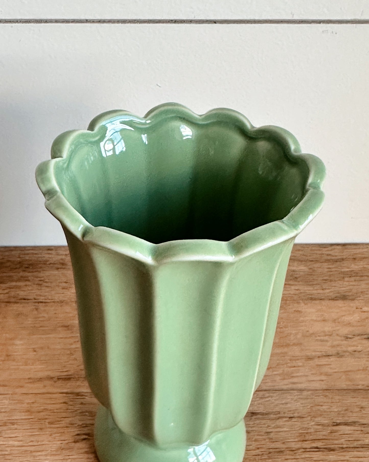 Petite Scalloped Sage Vase