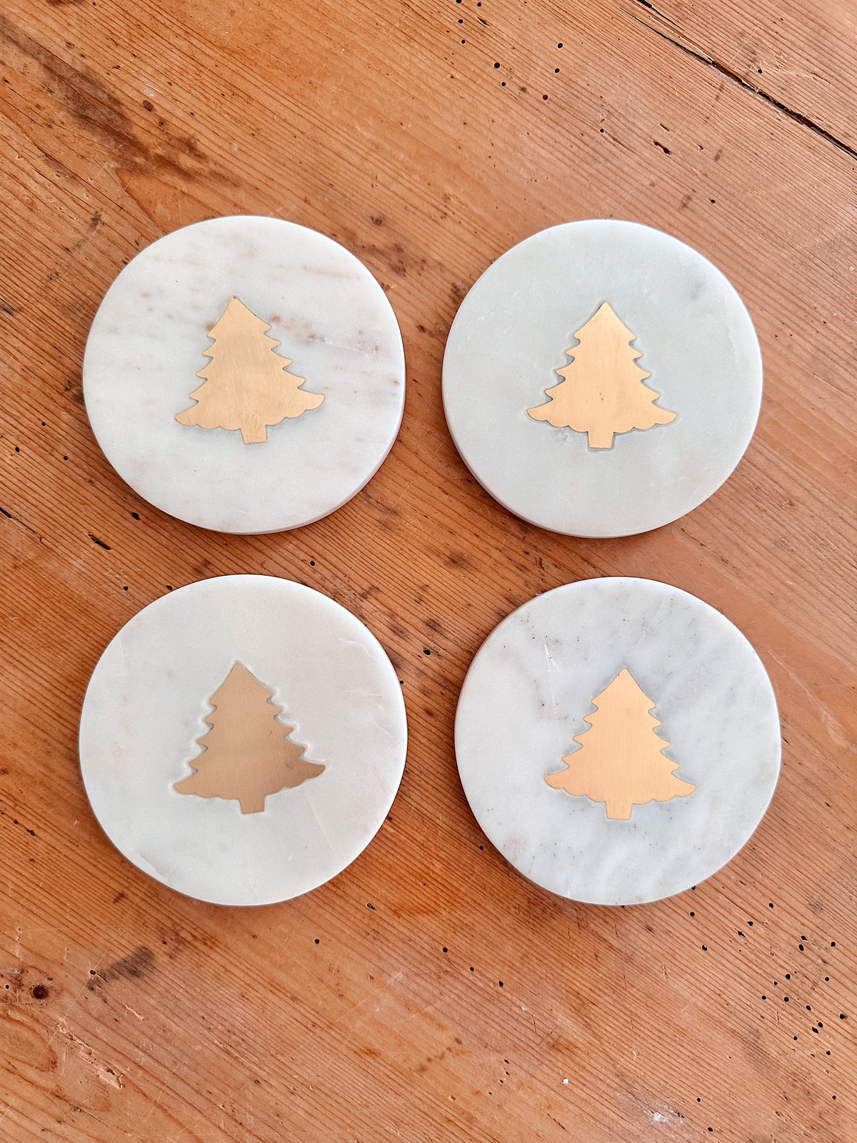 Marble Christmas Tree Coasters