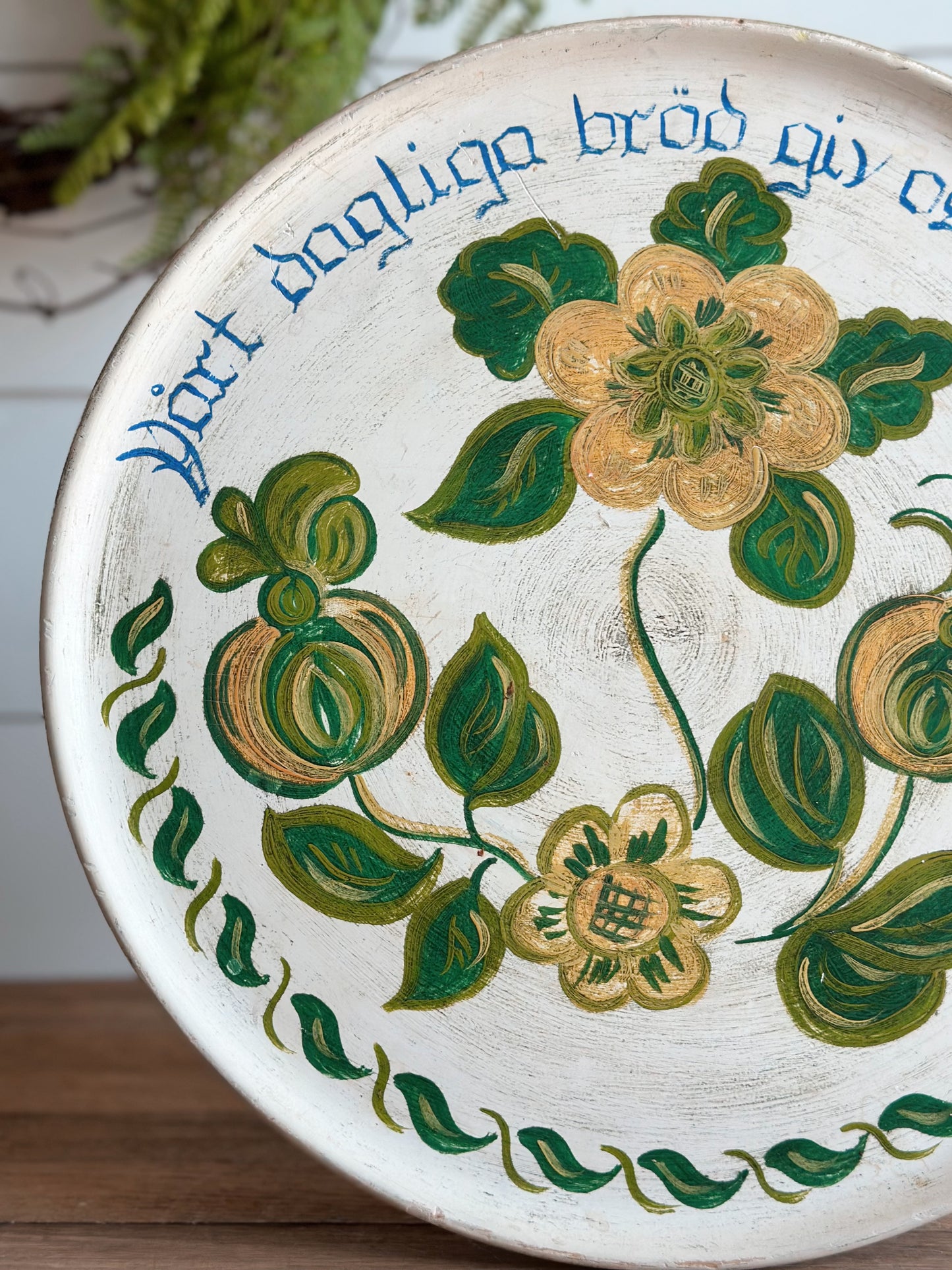 Vintage Hand Painted Painted Audrey Berggren Wood Tray (Give Us This Day Our Daily Bread)