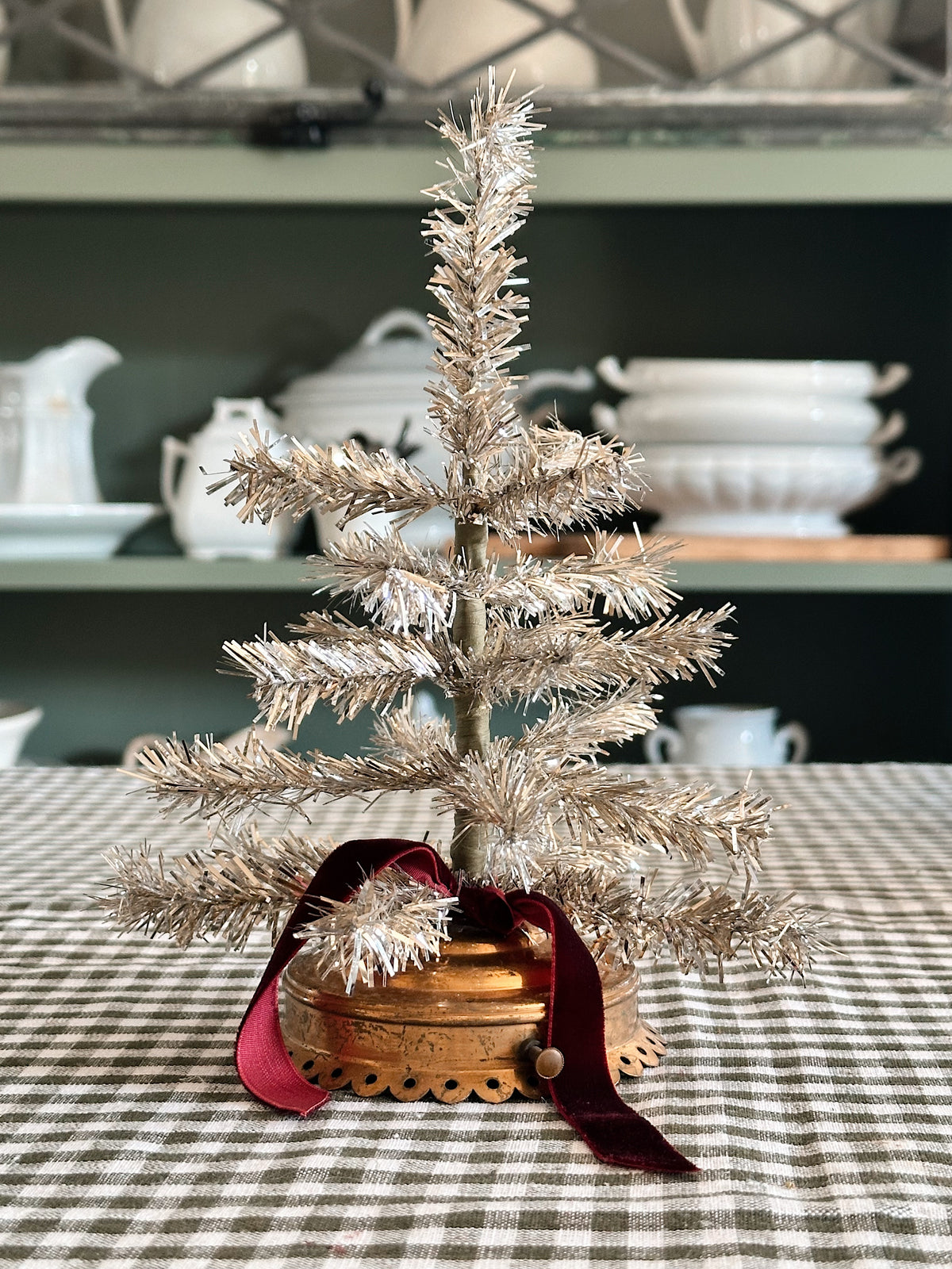 Vintage Lamp Base Tinsel Tree