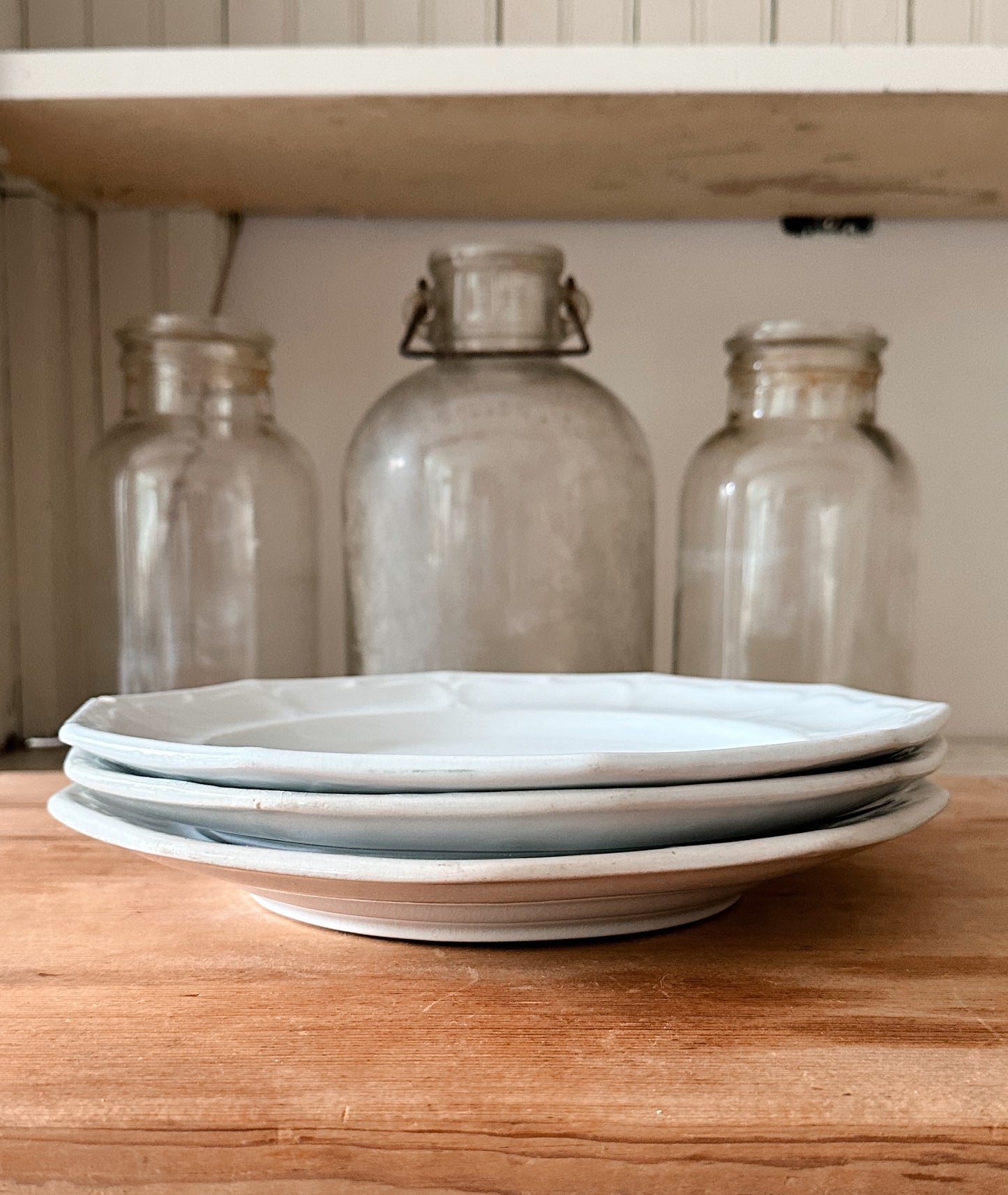 Stack of Three Antique Ironstone Plates