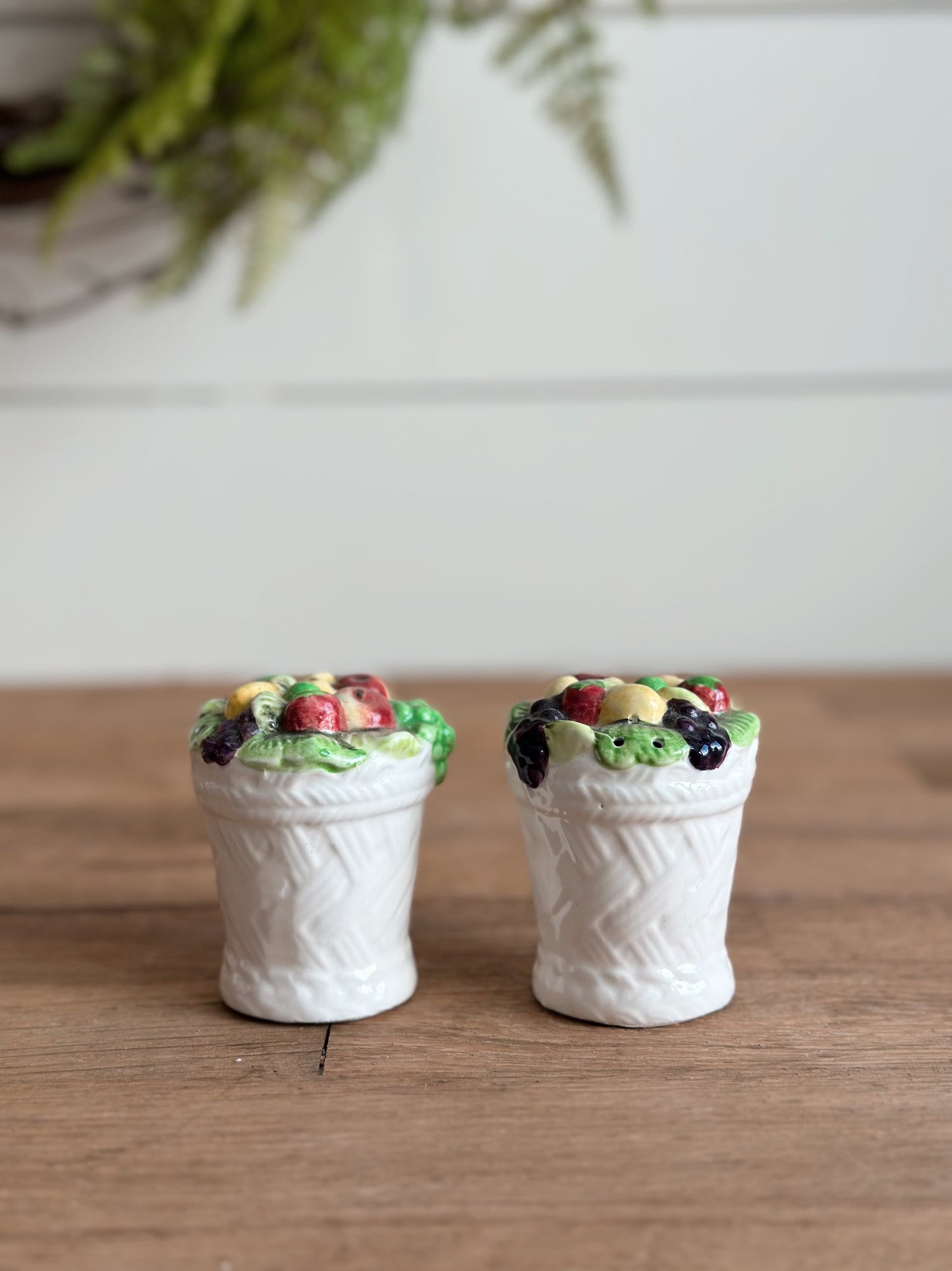 Vintage Lefton Fruit Basket Salt & Pepper Shakers