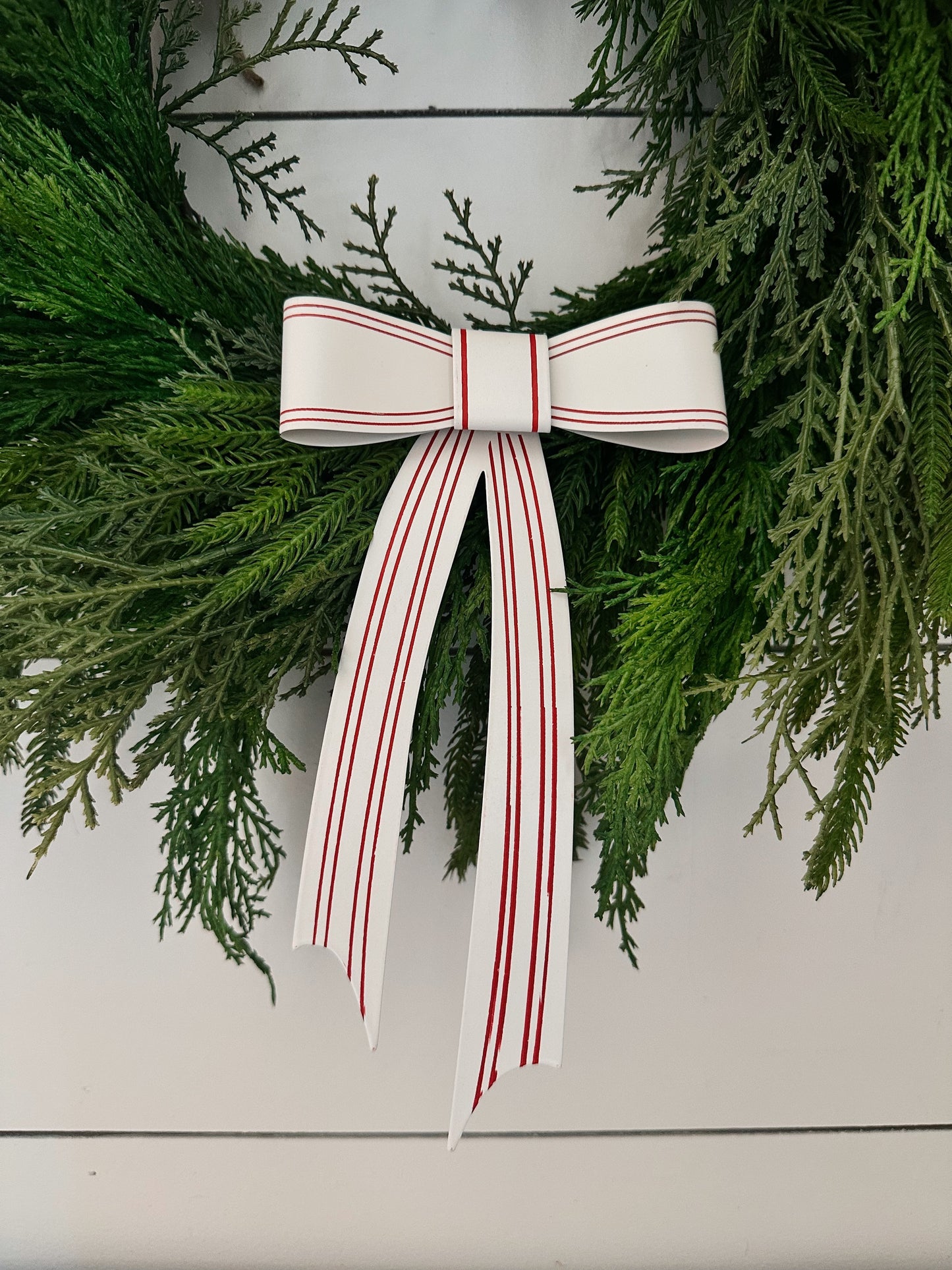 Red & Cream Metal Bow Ornament