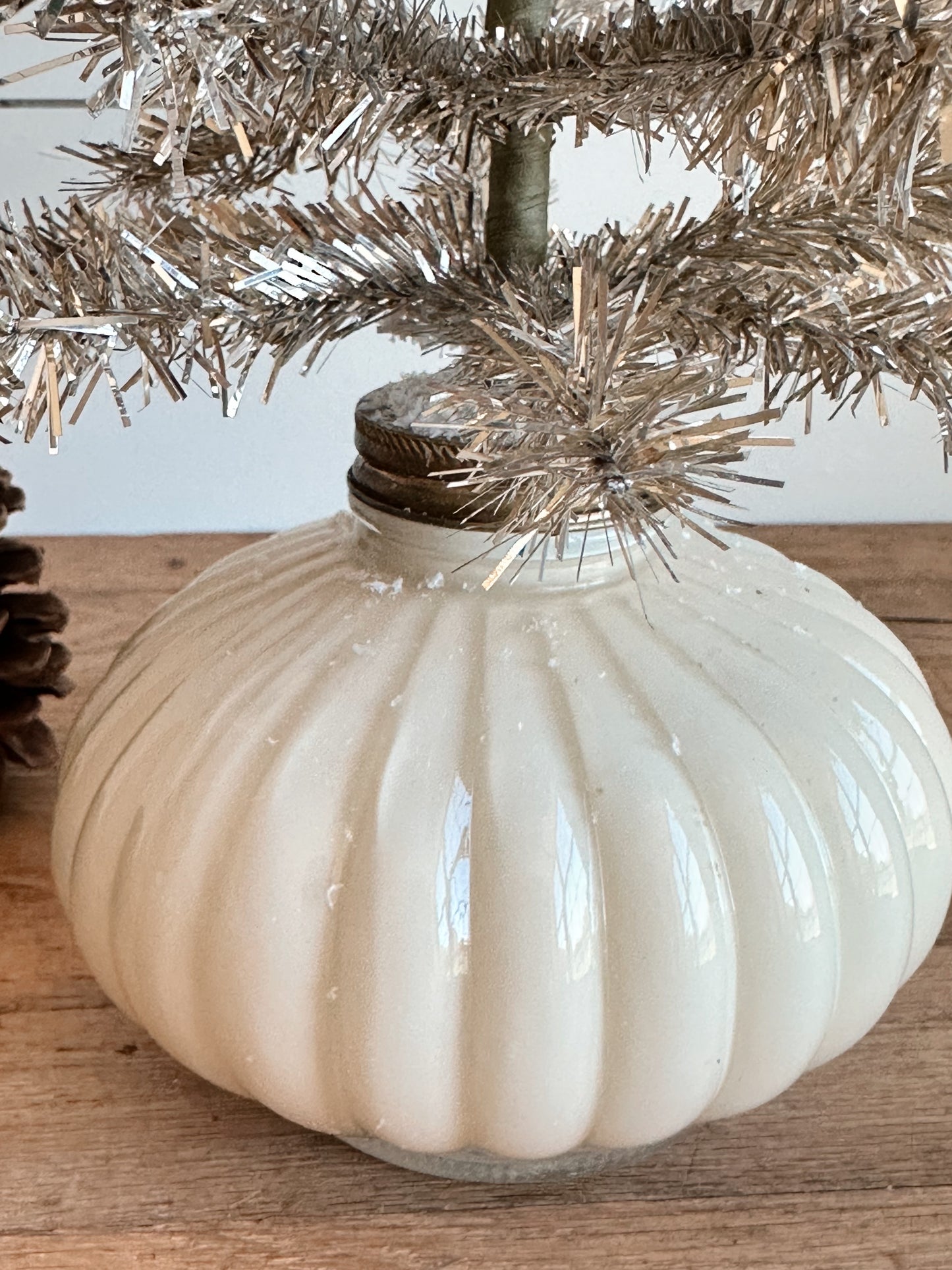 Vintage Glass Oil Lamp Tinsel Tree