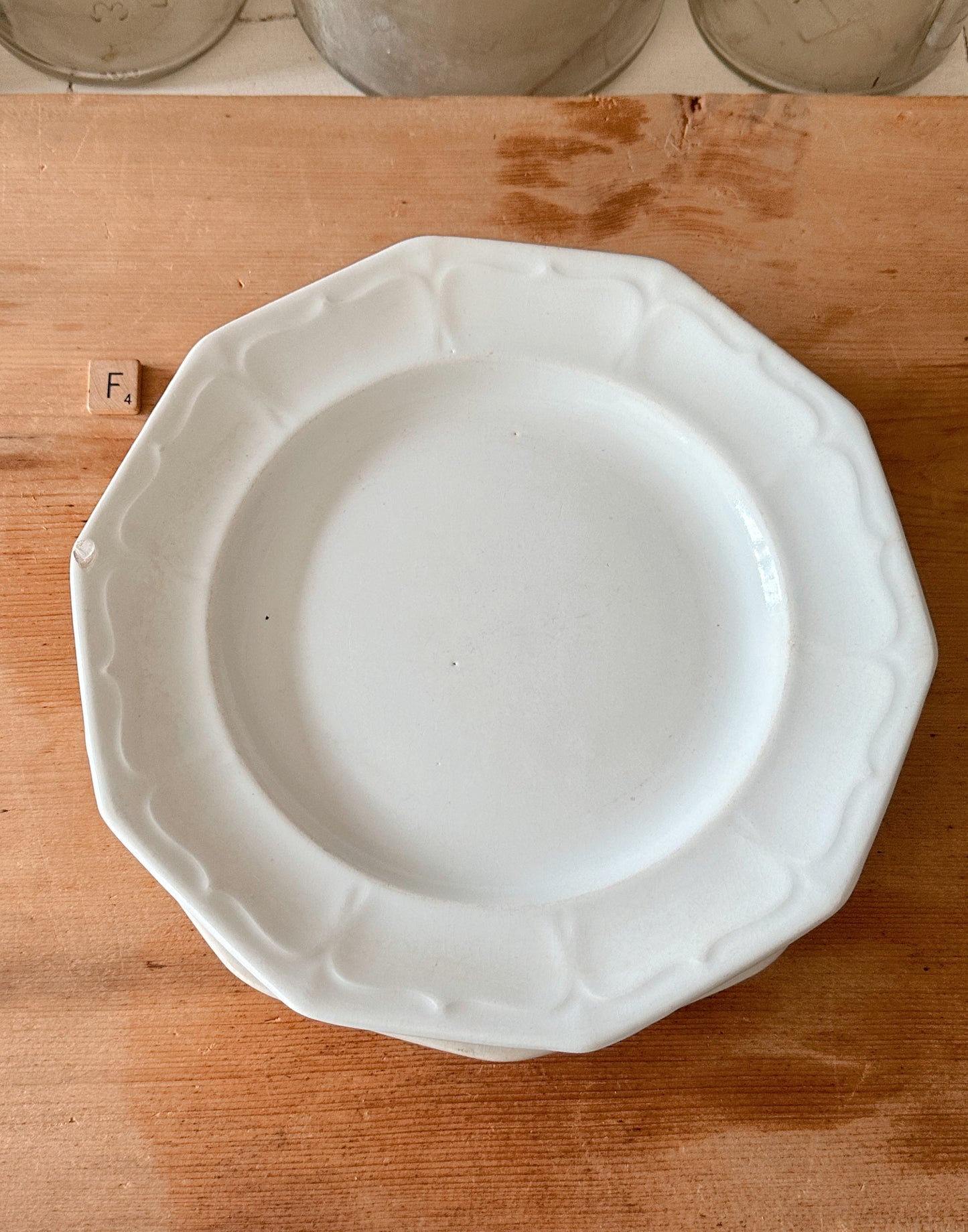Stack of Three Antique Ironstone Plates
