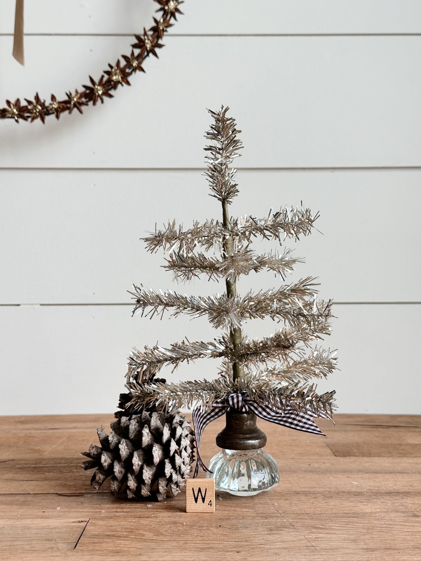 Vintage Glass Knob Tinsel Tree