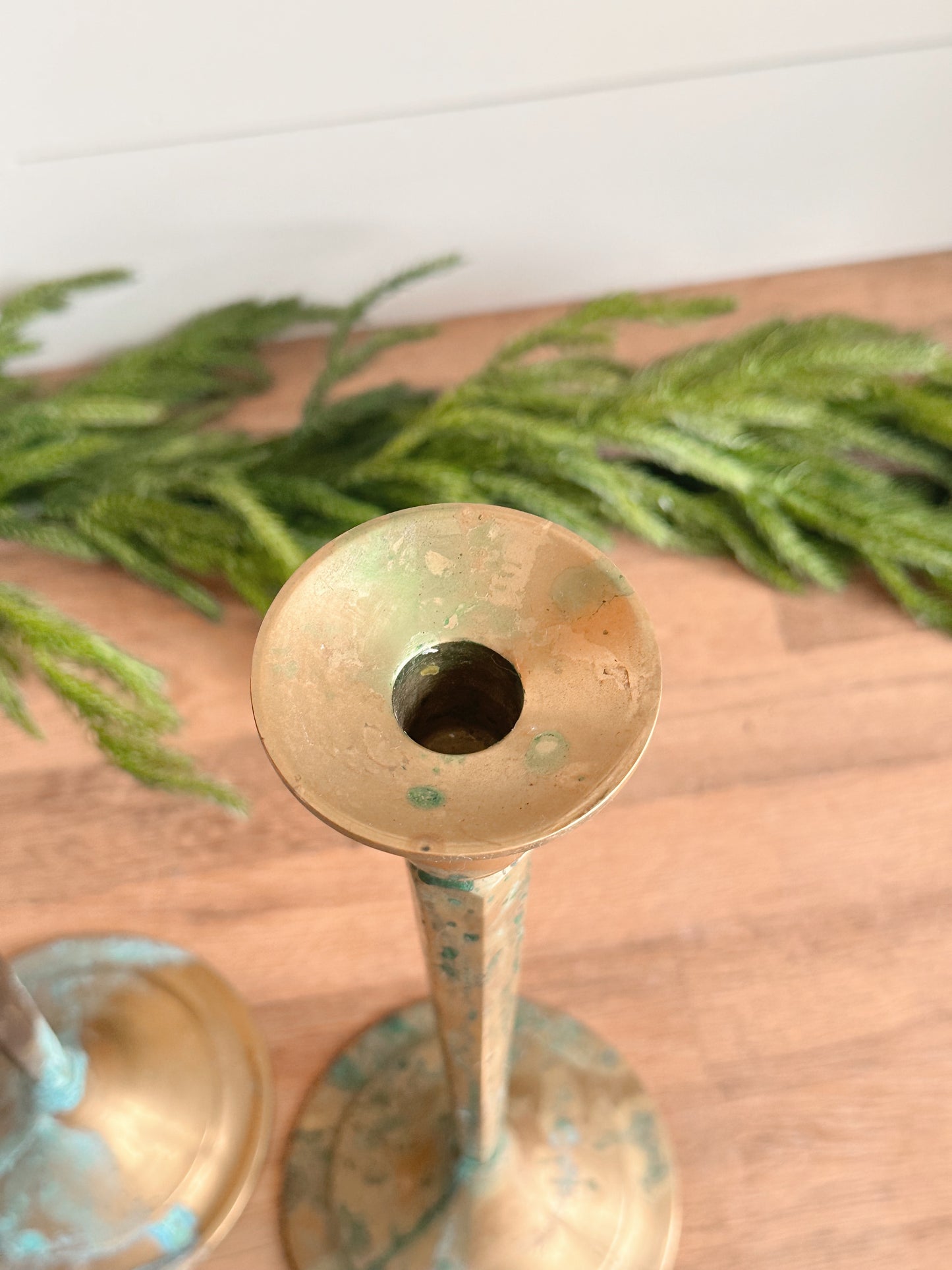 Pair of Large Vintage Brass Candleholders