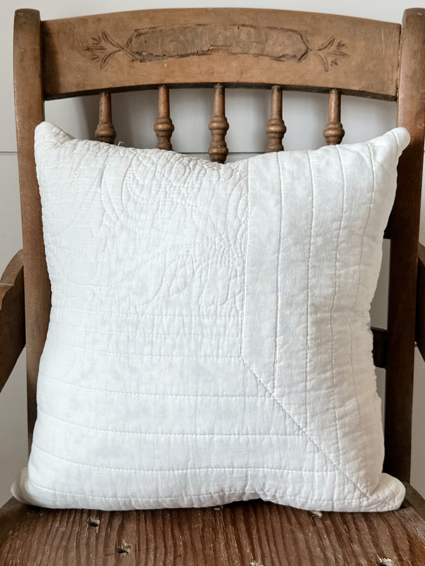 Handmade Vintage Quilt Pillow, Meadow Lark