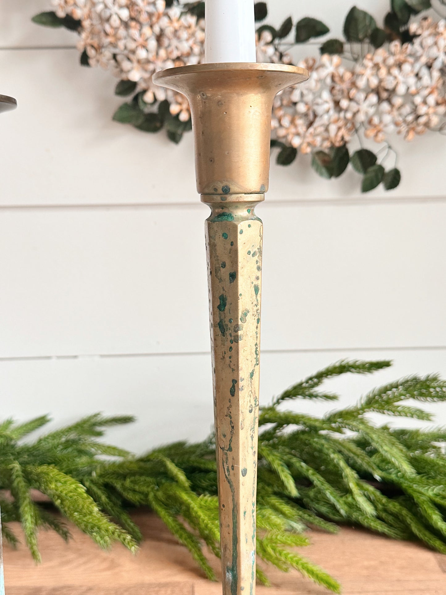 Pair of Large Vintage Brass Candleholders