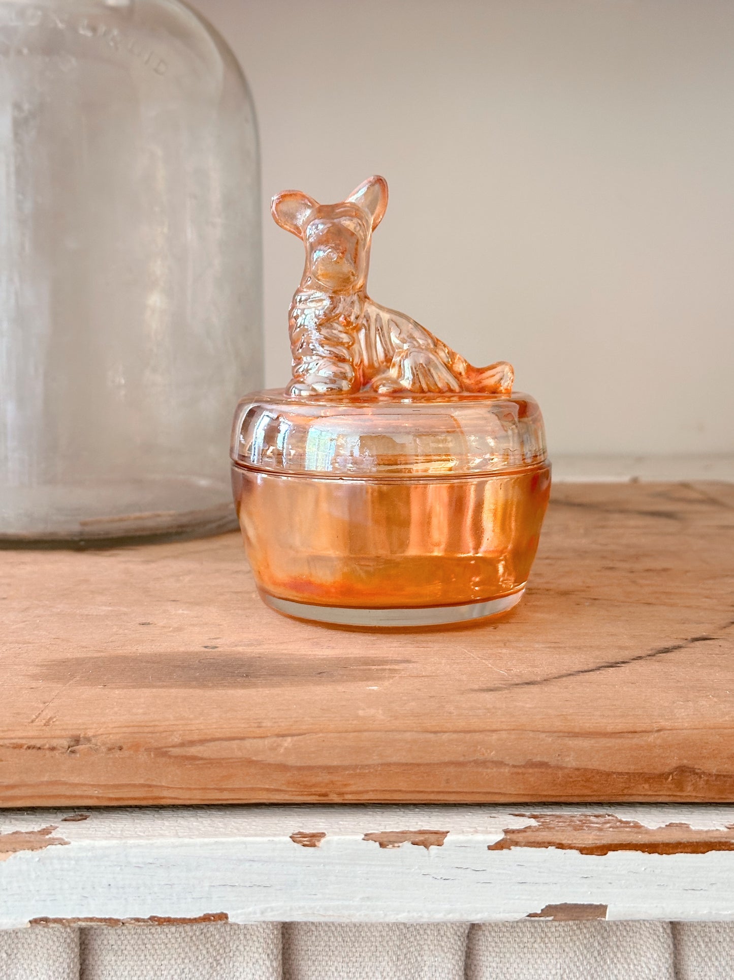 You Choose The Scent Vintage Vessel Candle - Powder Jar with Dog
