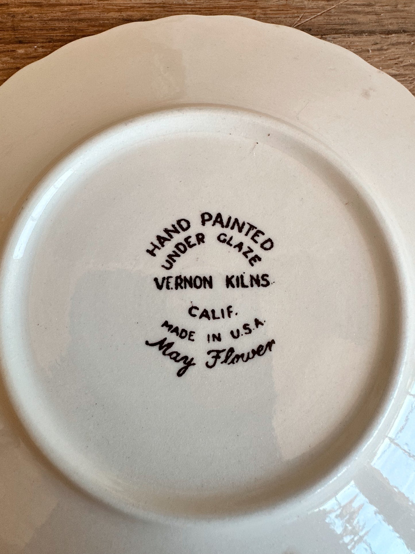 Vintage Vernon Kilns Hand Painted Plate