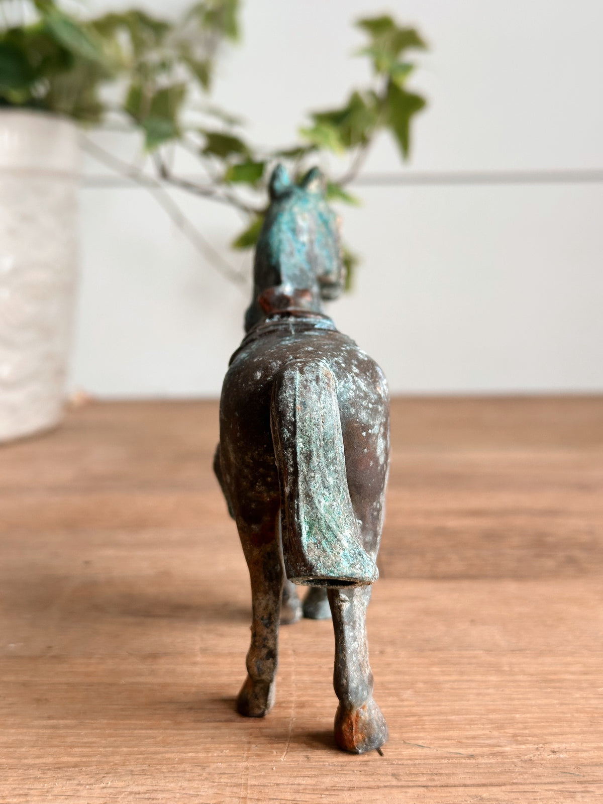 Vintage Brass Horse with Heavy Patina