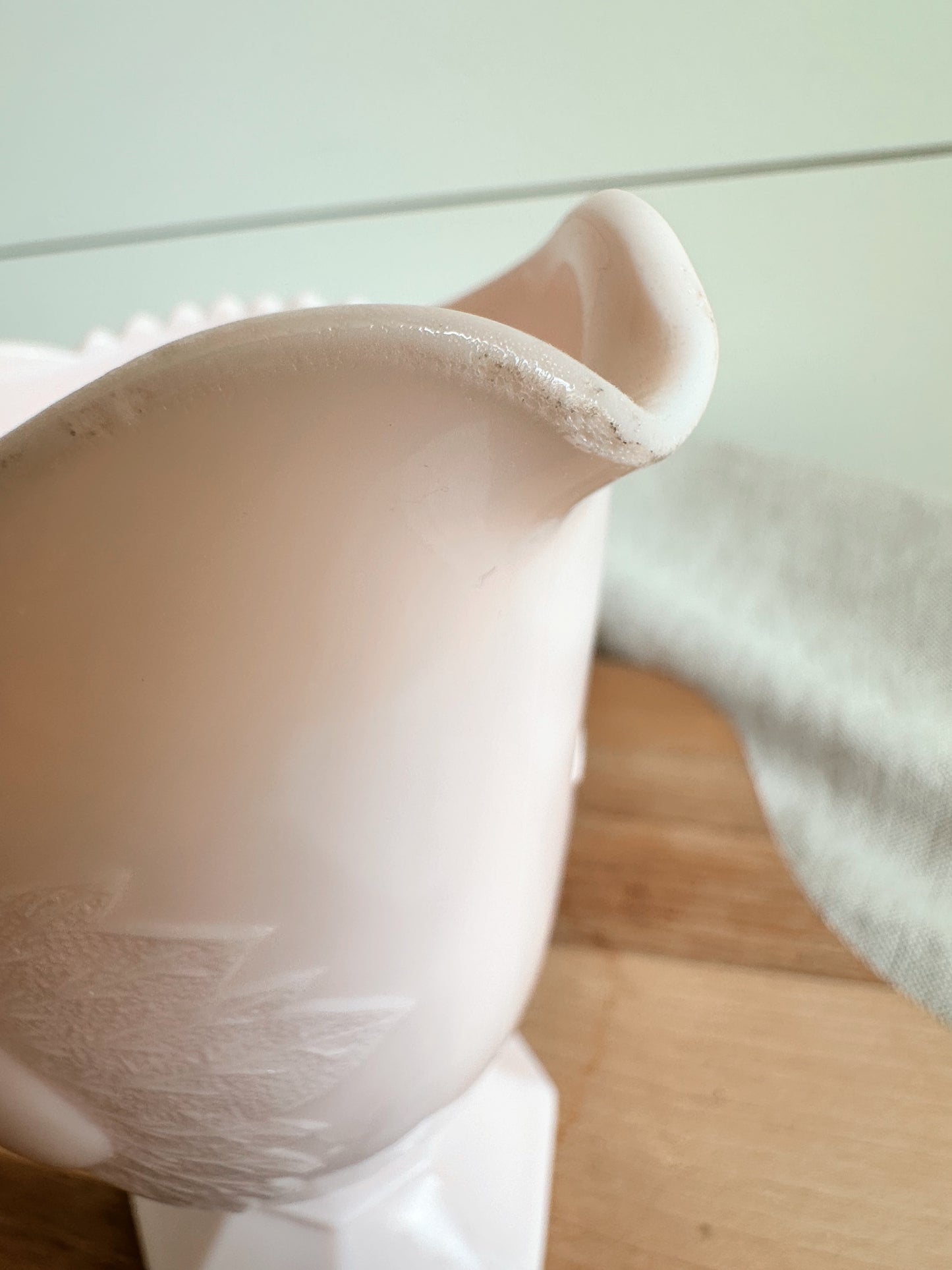 Vintage Pink Milk Glass Creamer