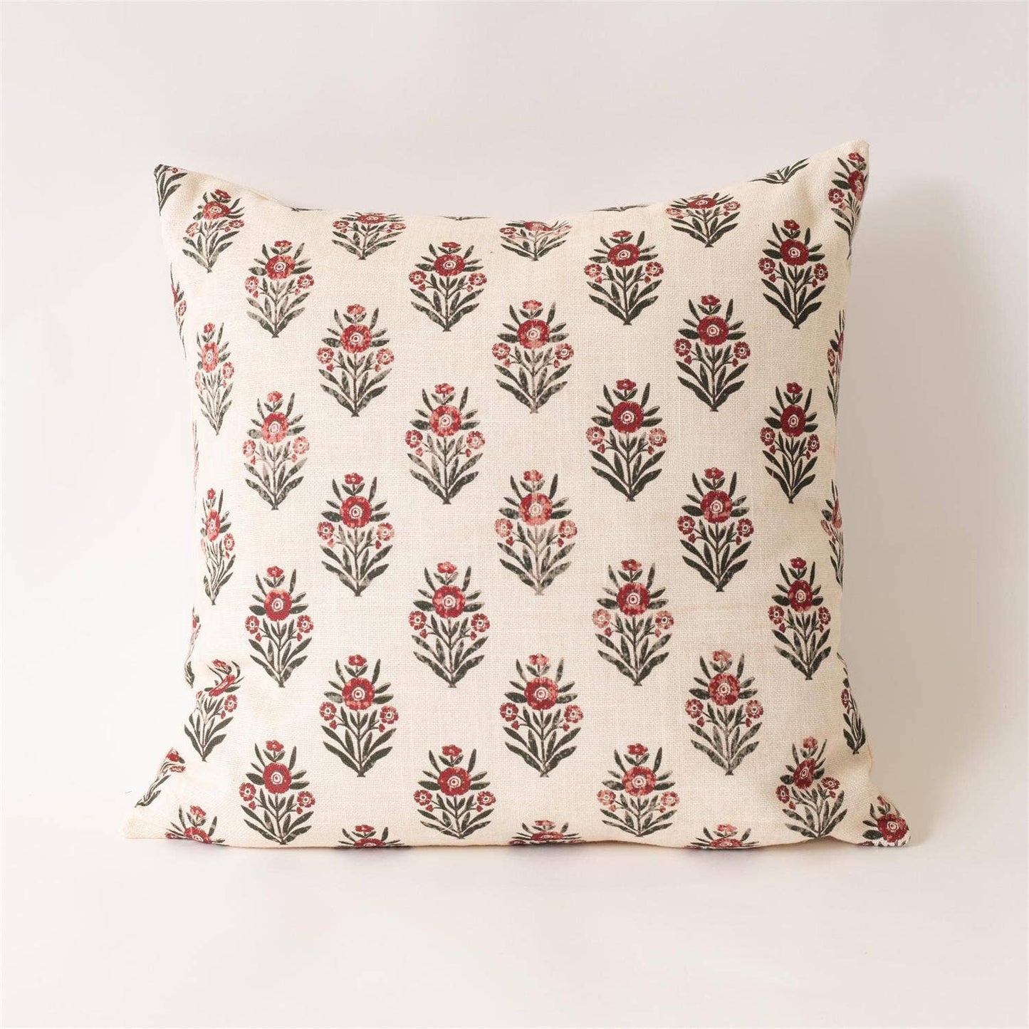 Red & Cream Block Print Pillow