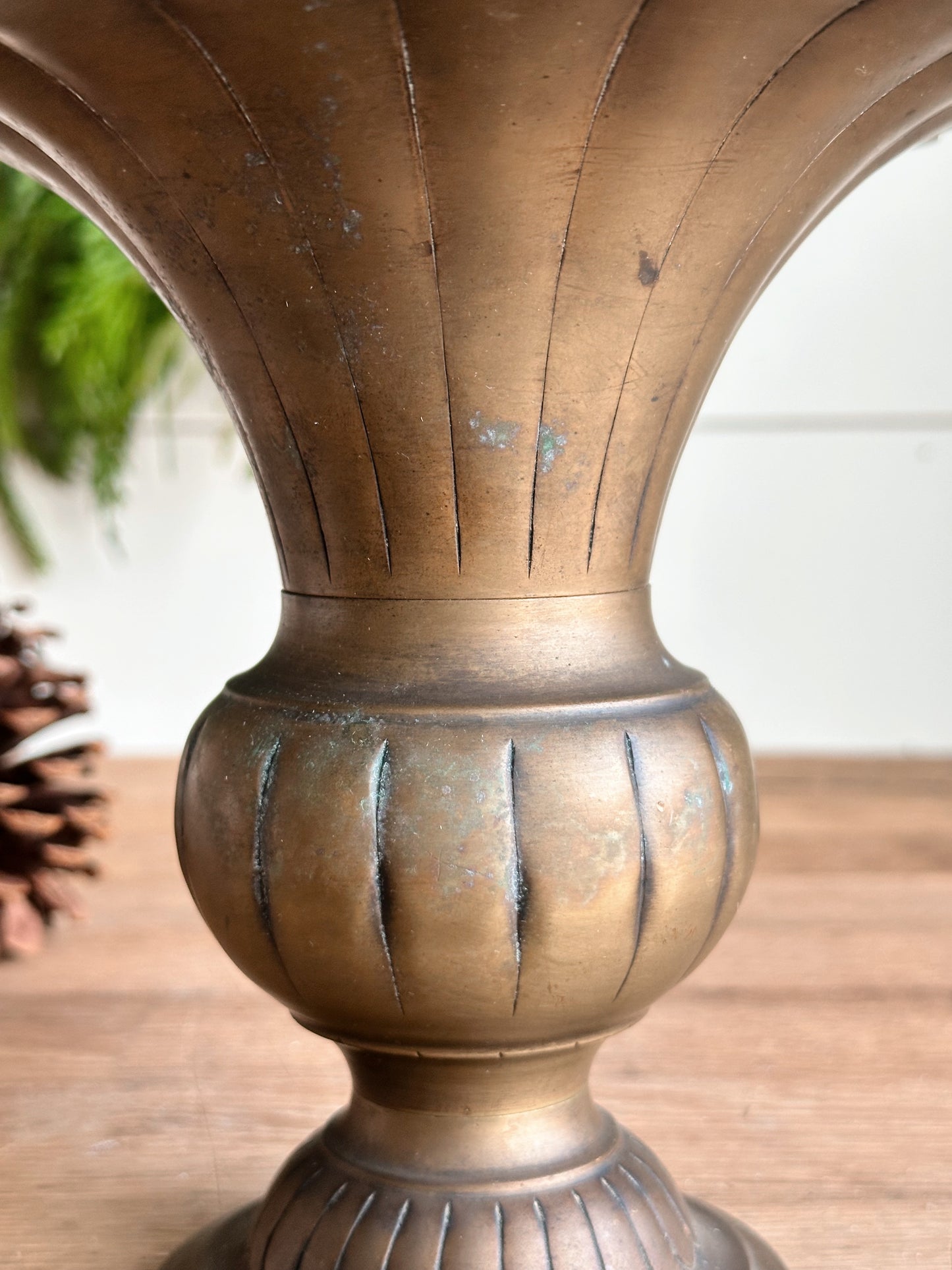 Vintage Fluted Brass Vase