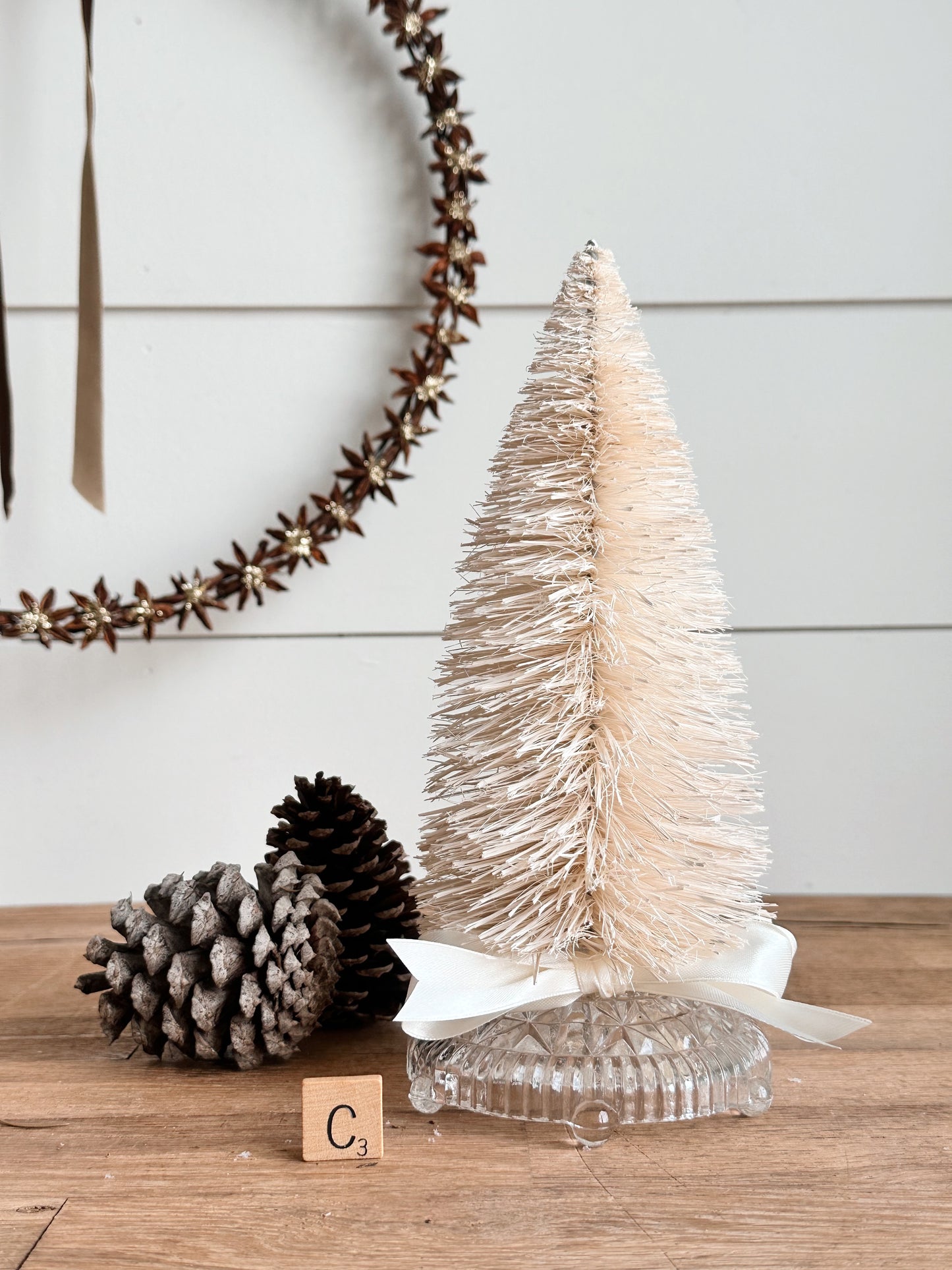 Vintage Glass Bottom Tinsel Tree