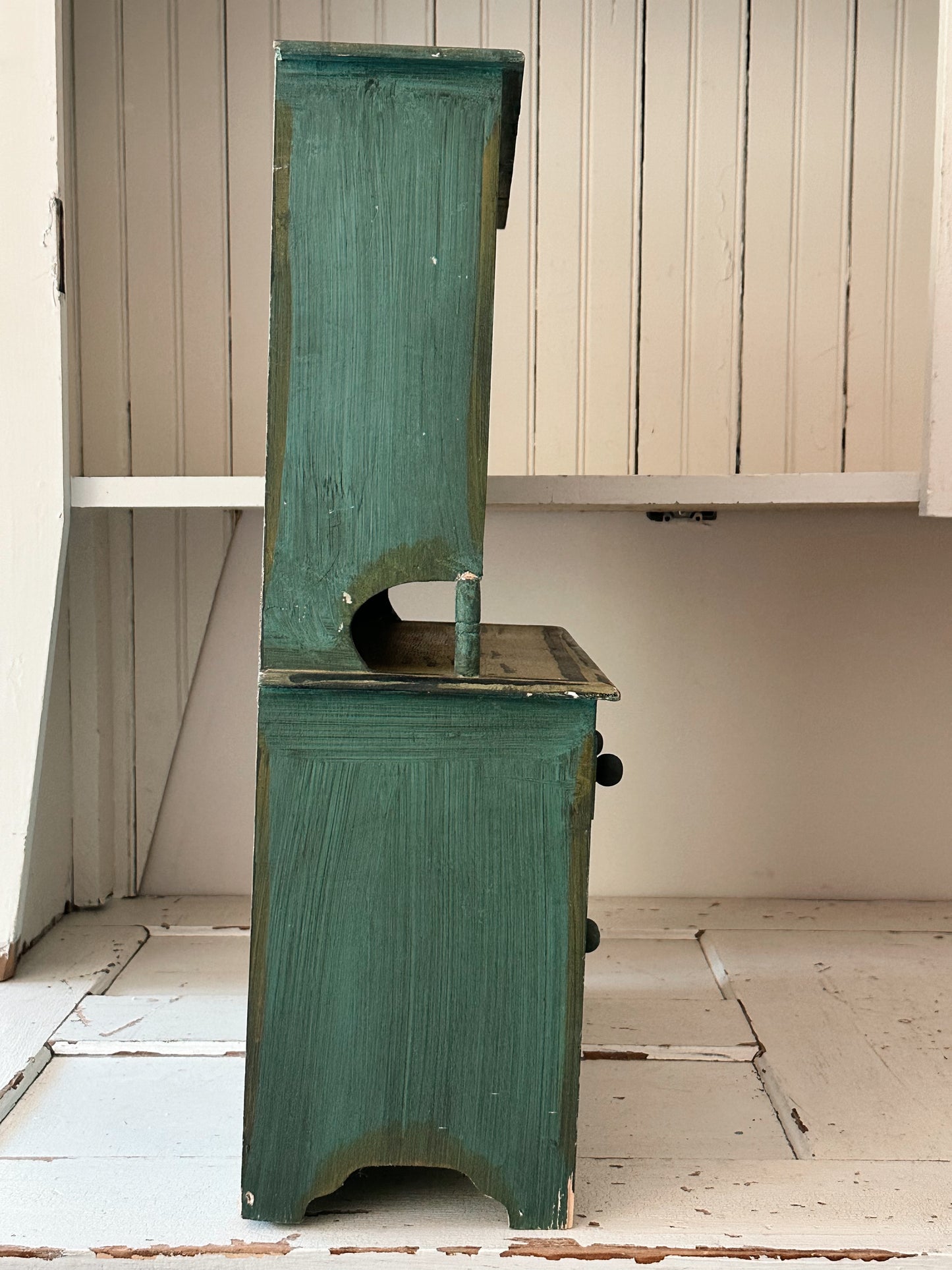 Vintage Tabletop Size Folk Art Painted Hutch