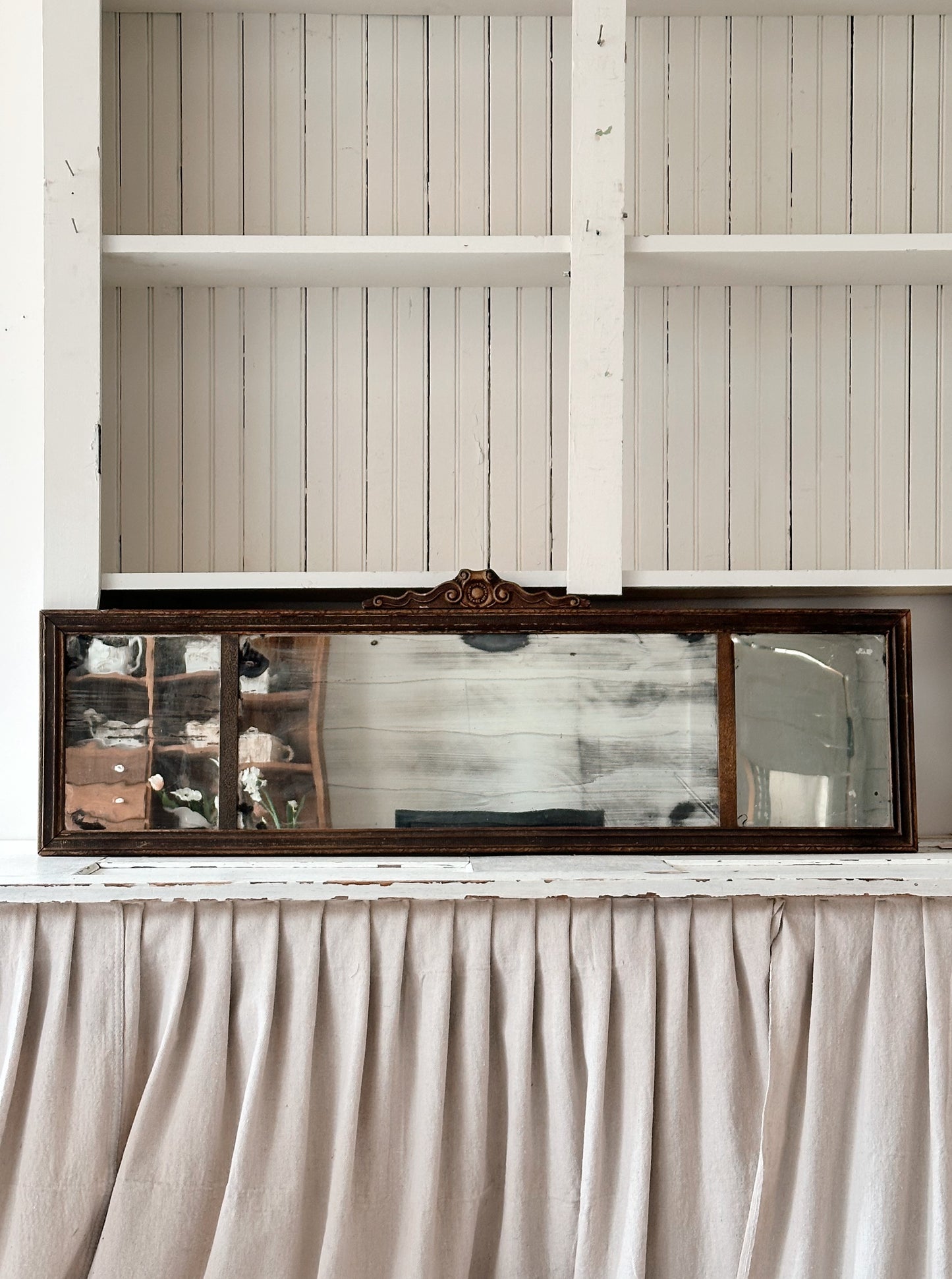 Antique Three Panel Buffet / Mantel Mirror