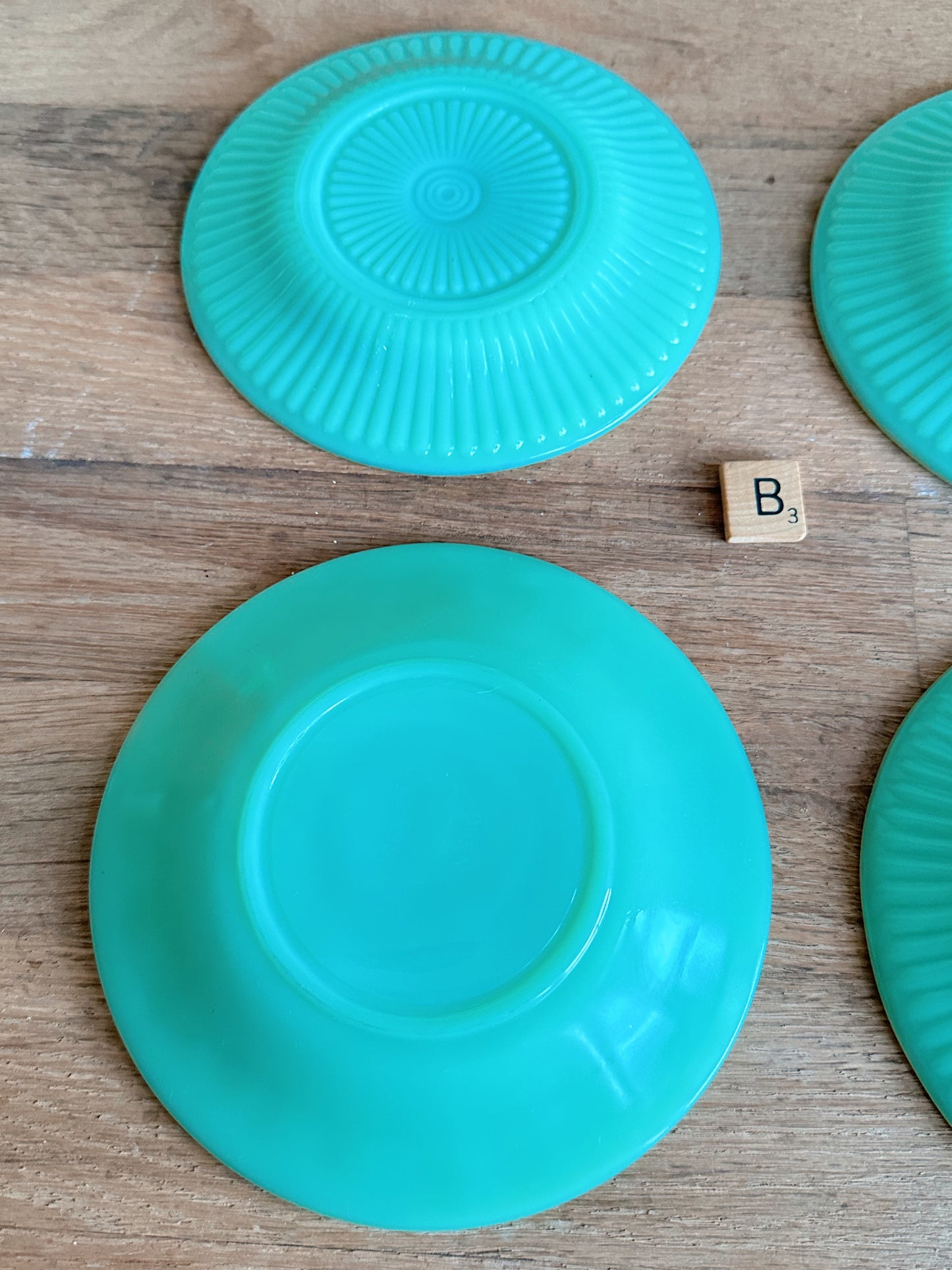 Set of Four Vintage Jadeite Saucers