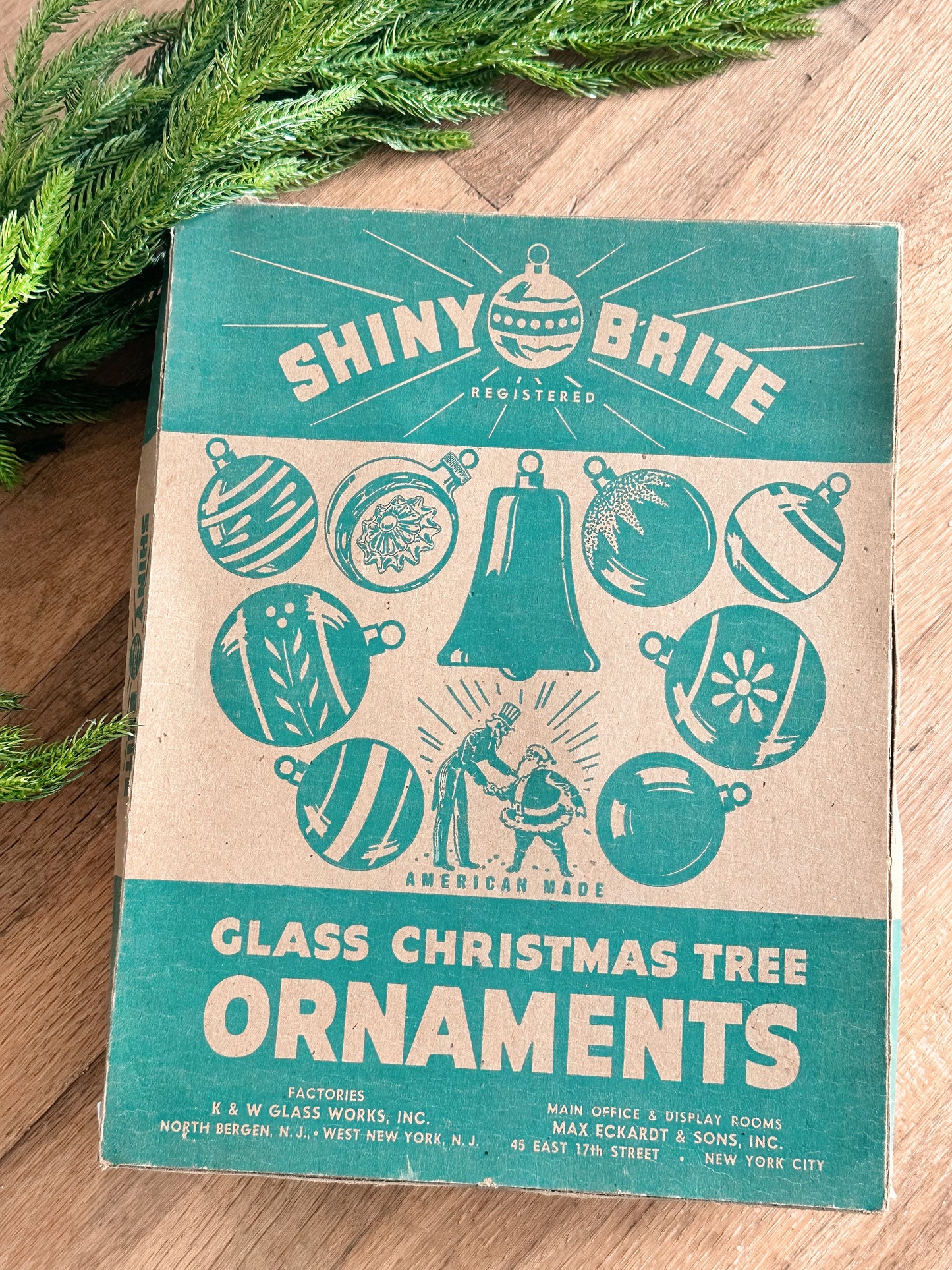 Vintage Shiny Brite Box Filled with Vintage Ornaments