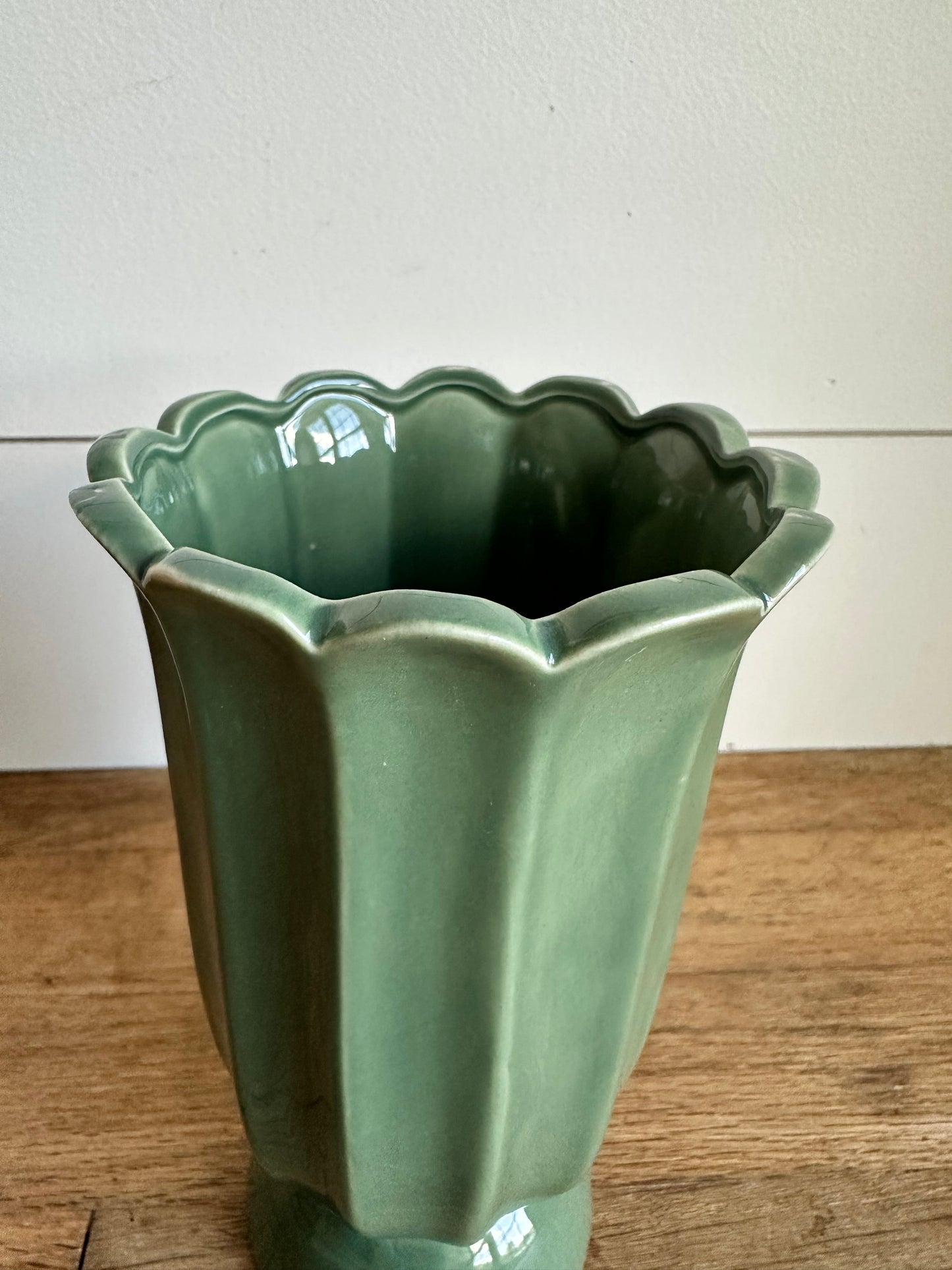 Green Scalloped Vase