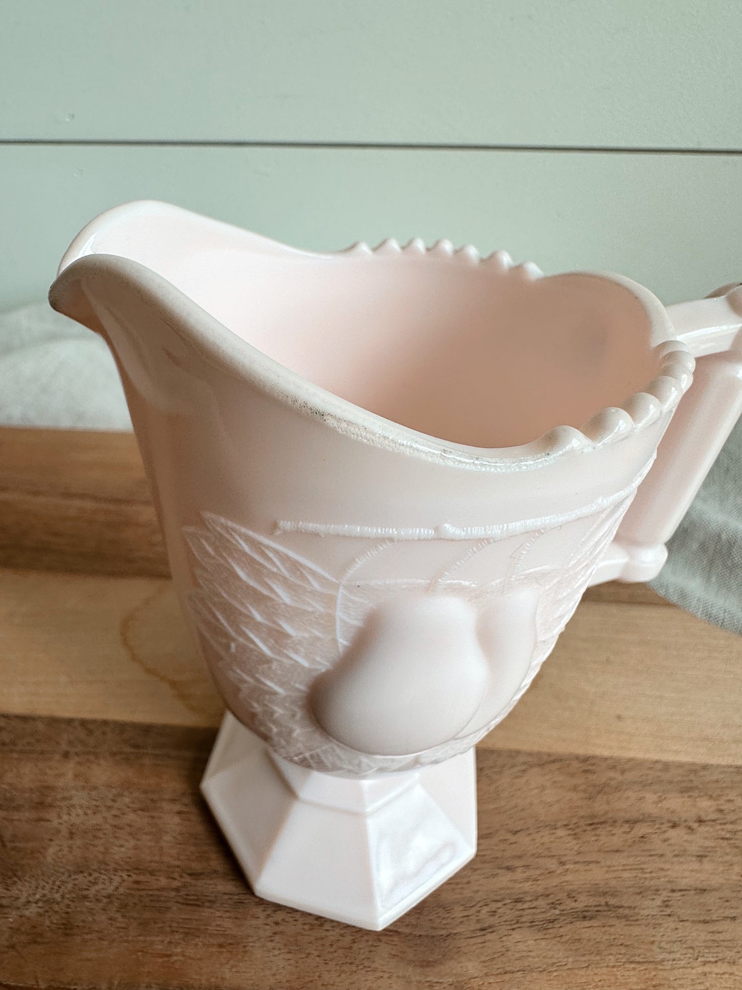 Vintage Pink Milk Glass Creamer