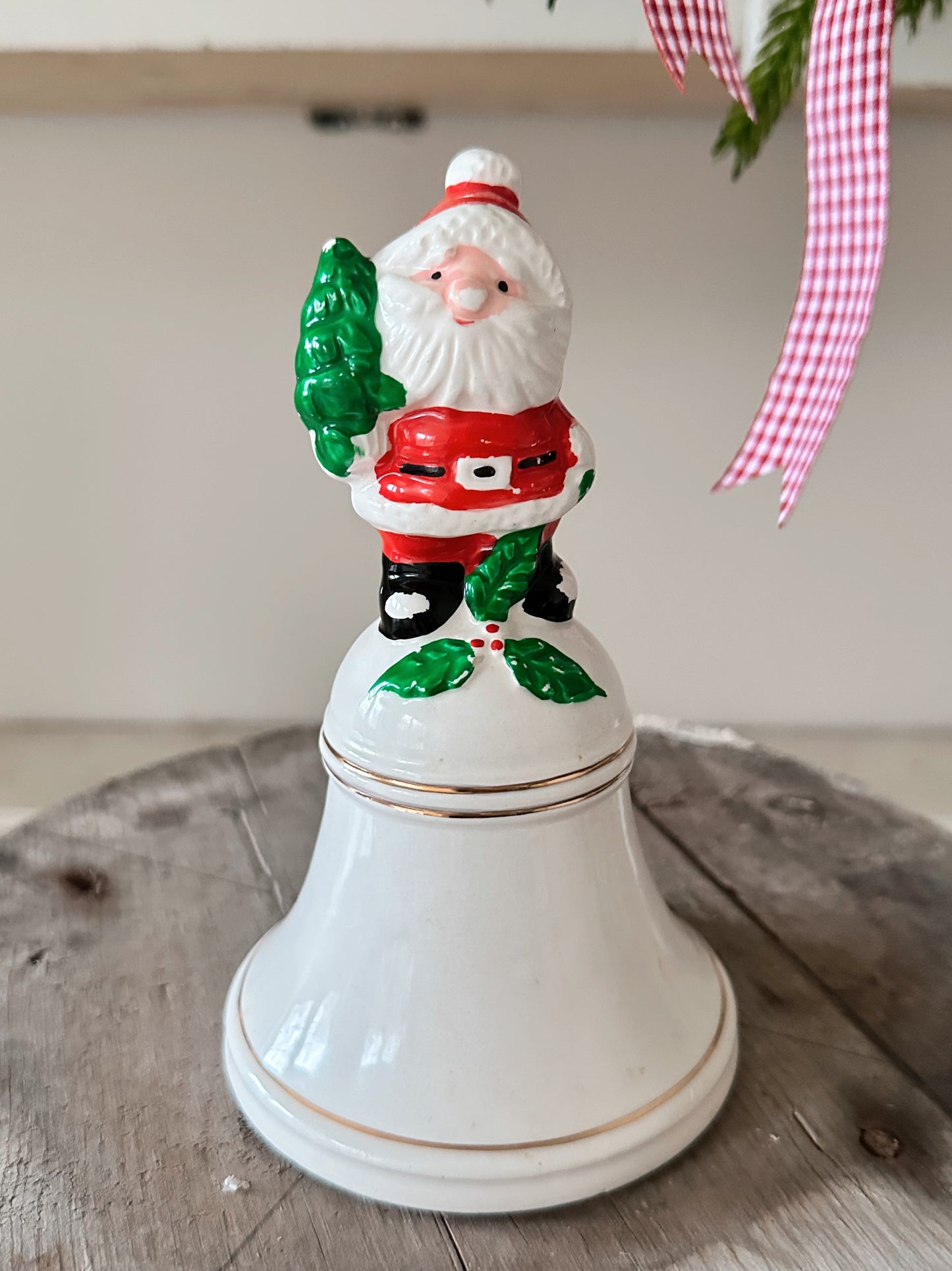Vintage Porcelain Santa Bell