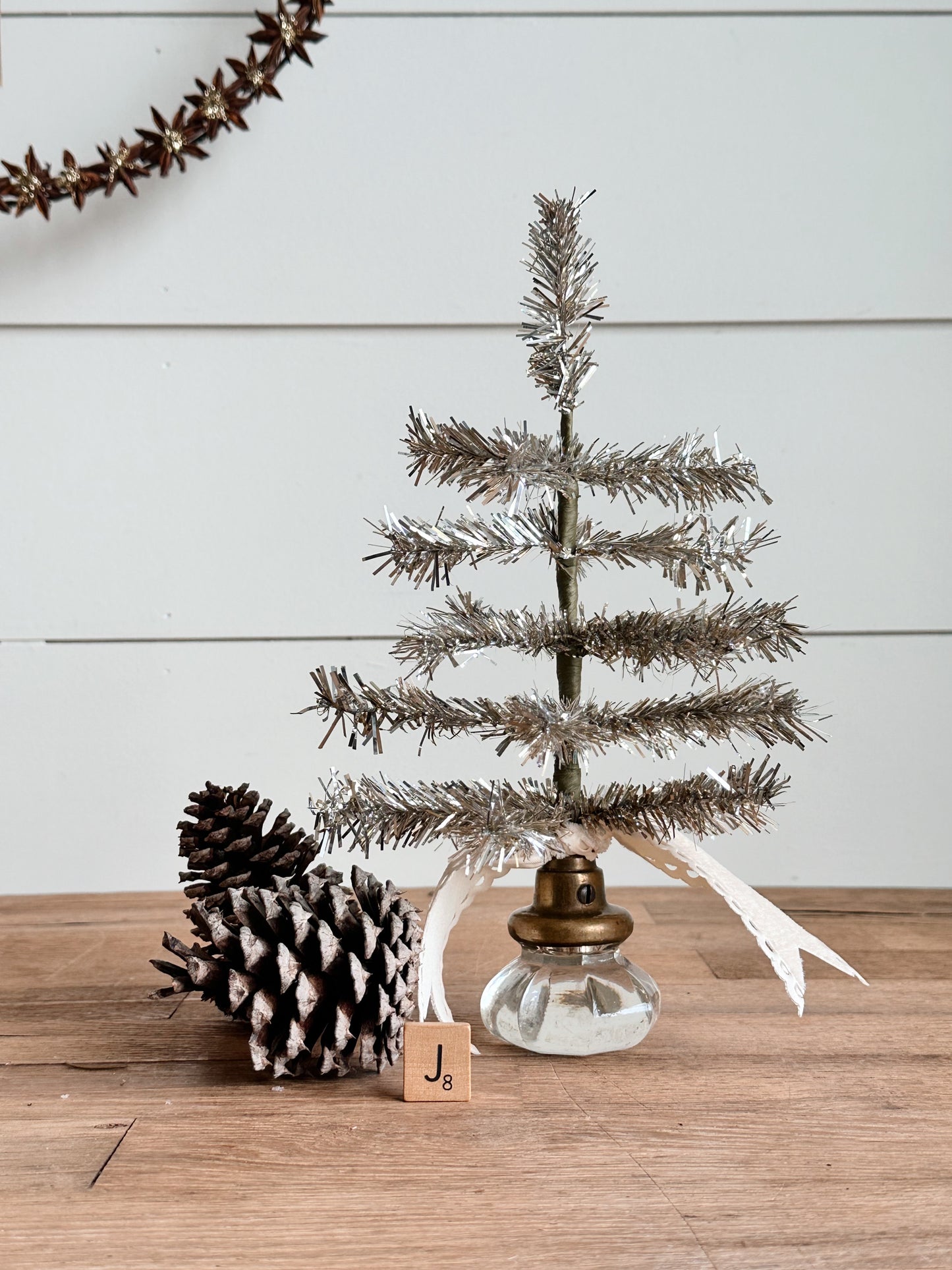 Vintage Glass Knob Tinsel Tree