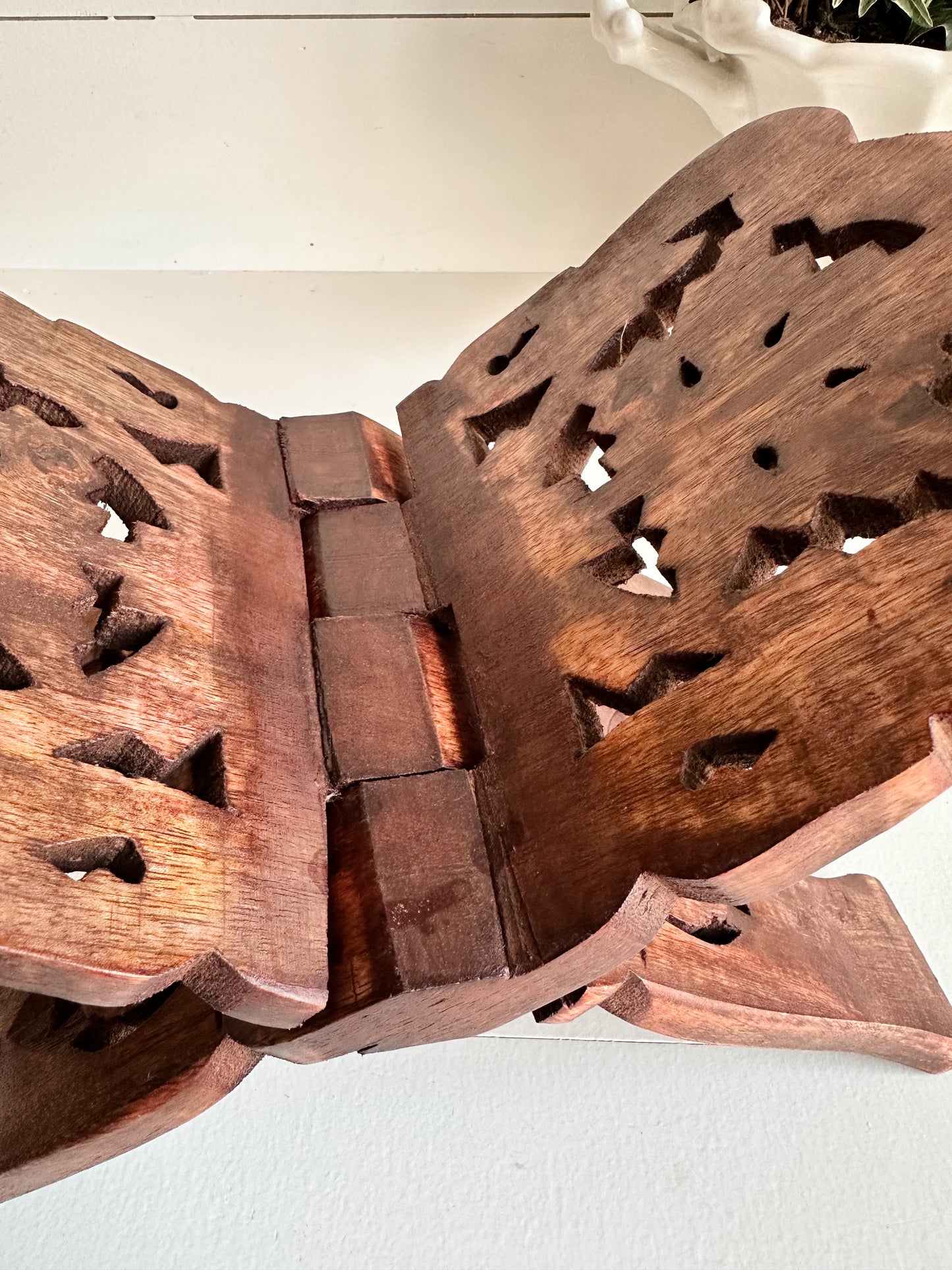 Hand Carved Wood Book Stand