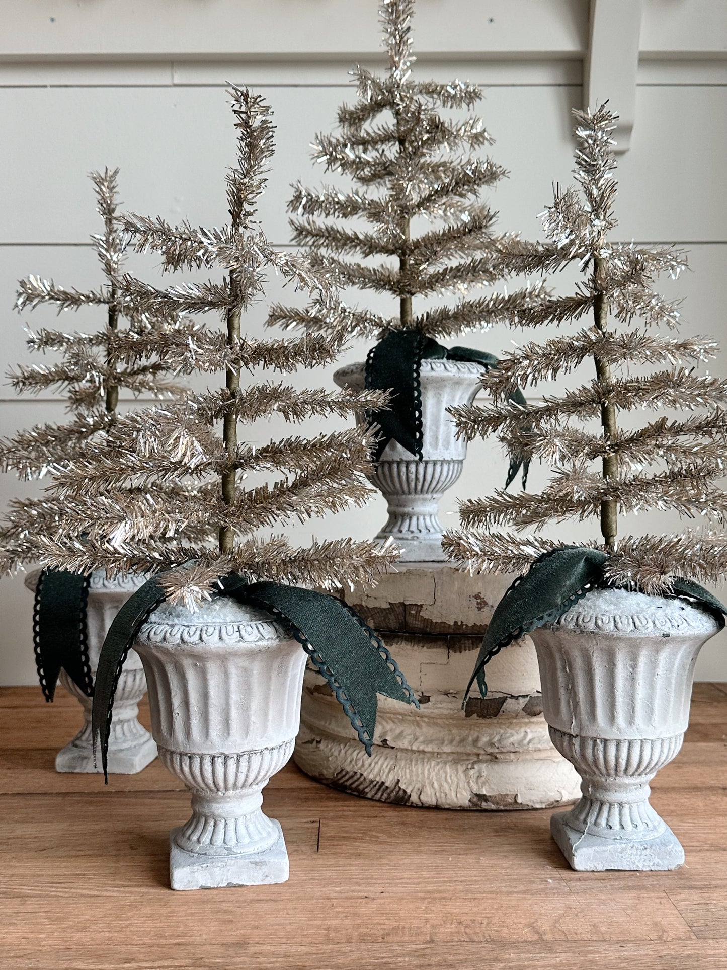 Concrete Urn Tinsel Tree