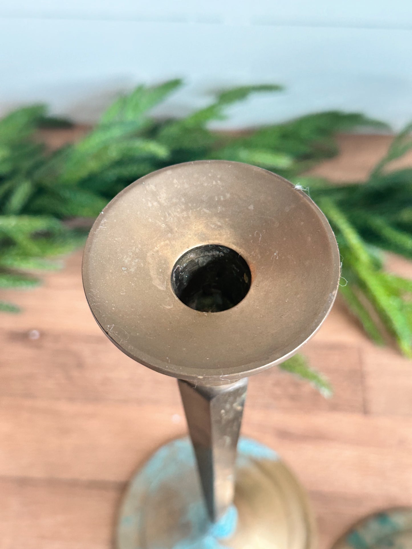 Pair of Large Vintage Brass Candleholders