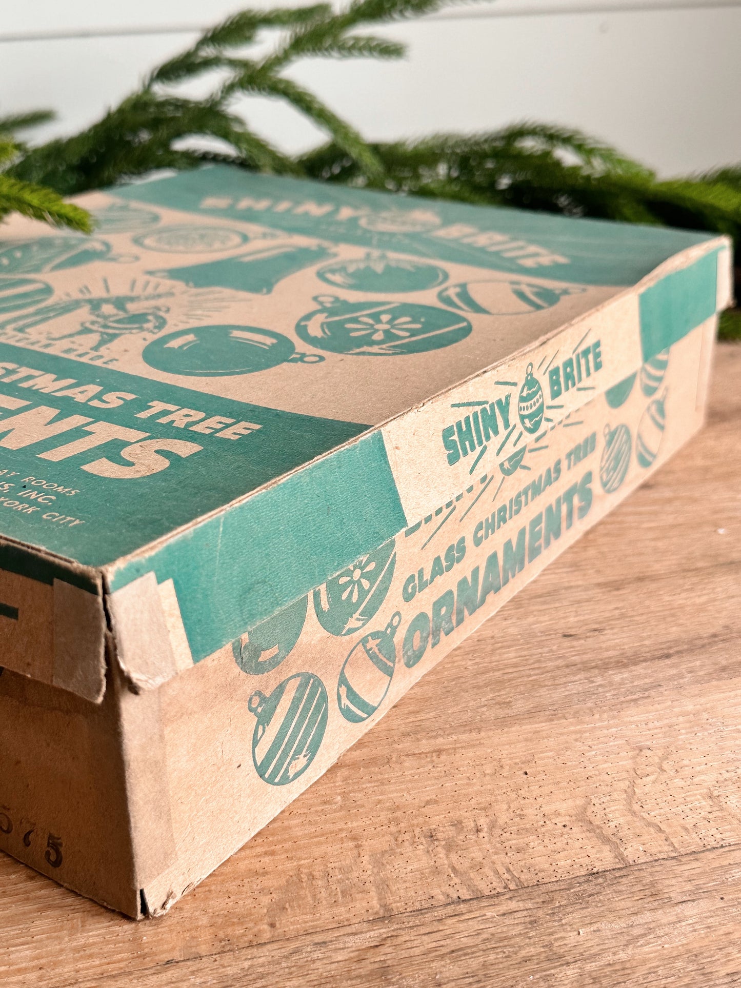 Vintage Shiny Brite Box Filled with Vintage Ornaments