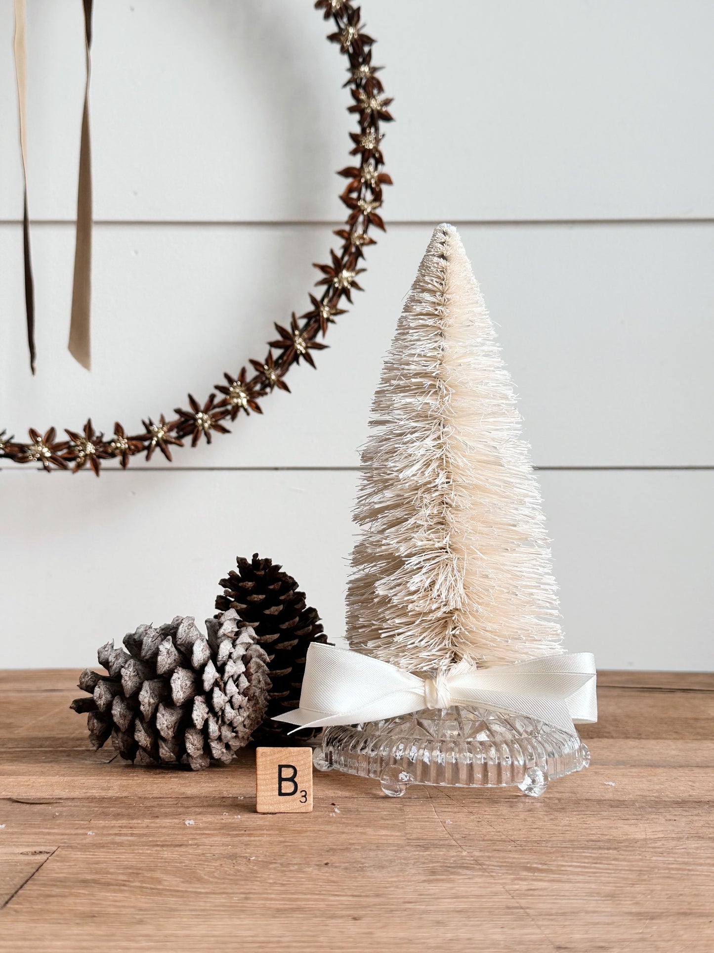 Vintage Glass Bottom Bottlebrush Tree