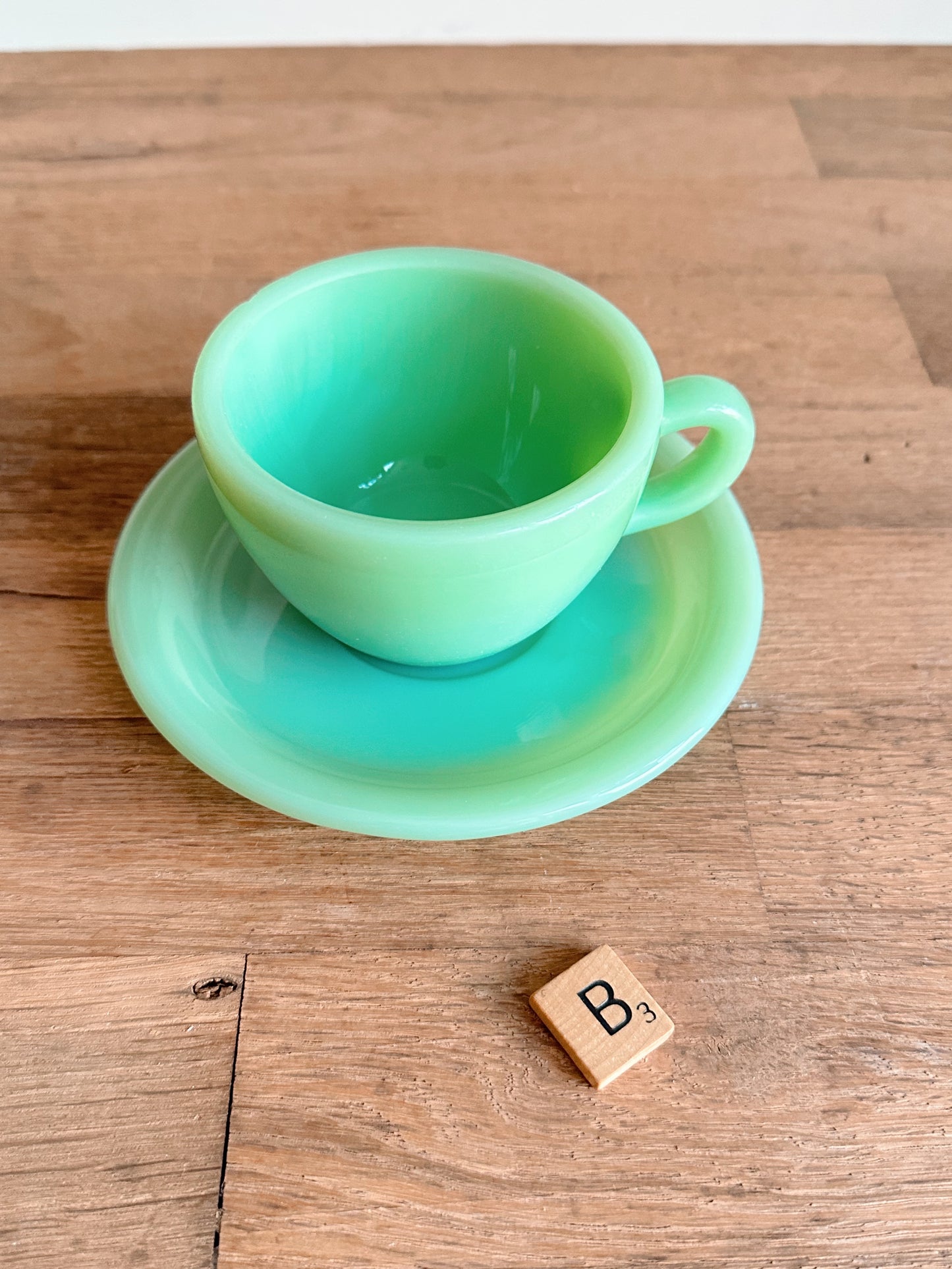 Vintage Fire King Jadeite Cup & Saucer