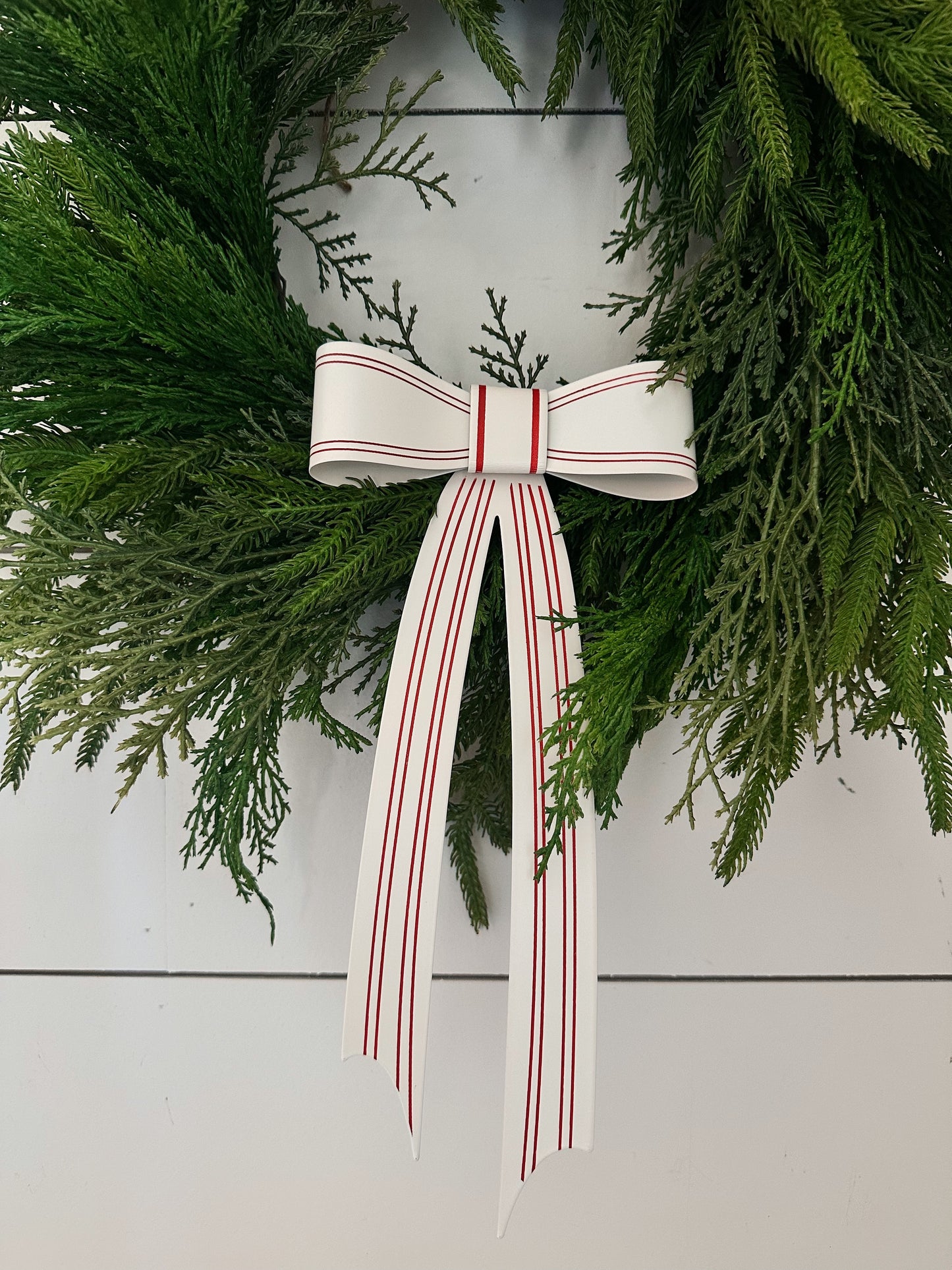 Red & Cream Metal Bow Ornament