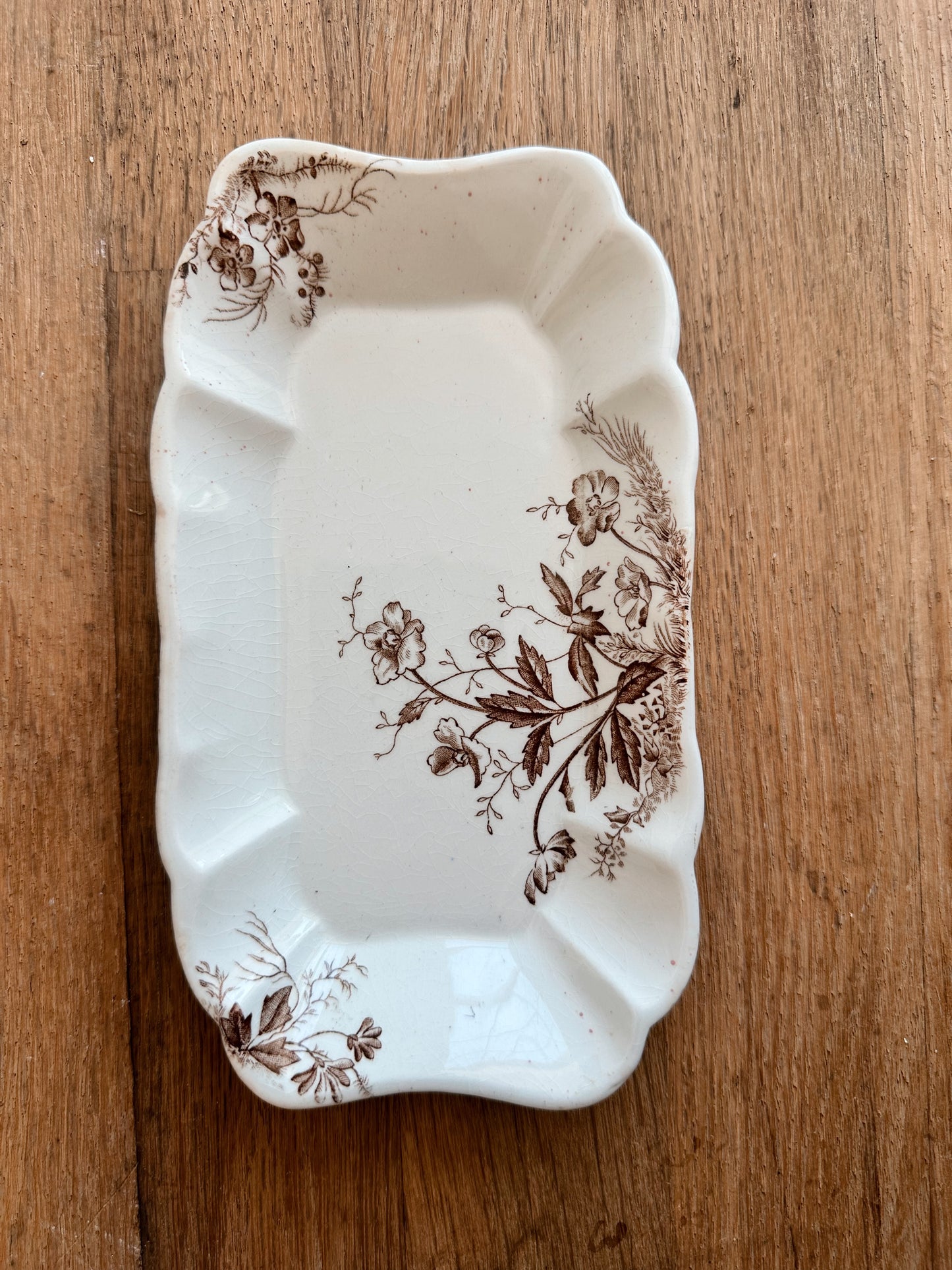 Vintage T G & F Booth Transferware Gravy Boat and Drip Plate