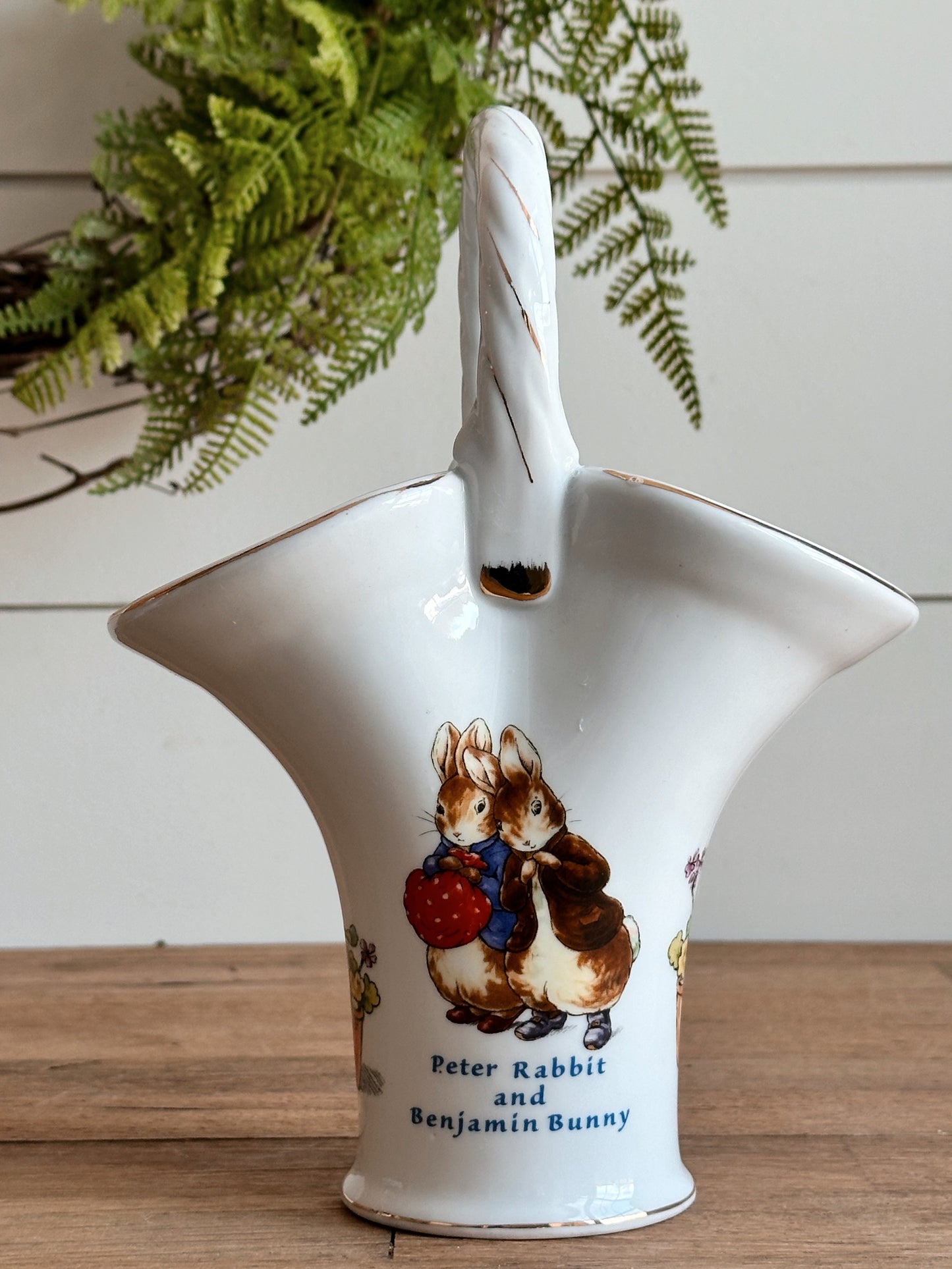 Vintage Beatrix Potter Peter Rabbit Basket Vase
