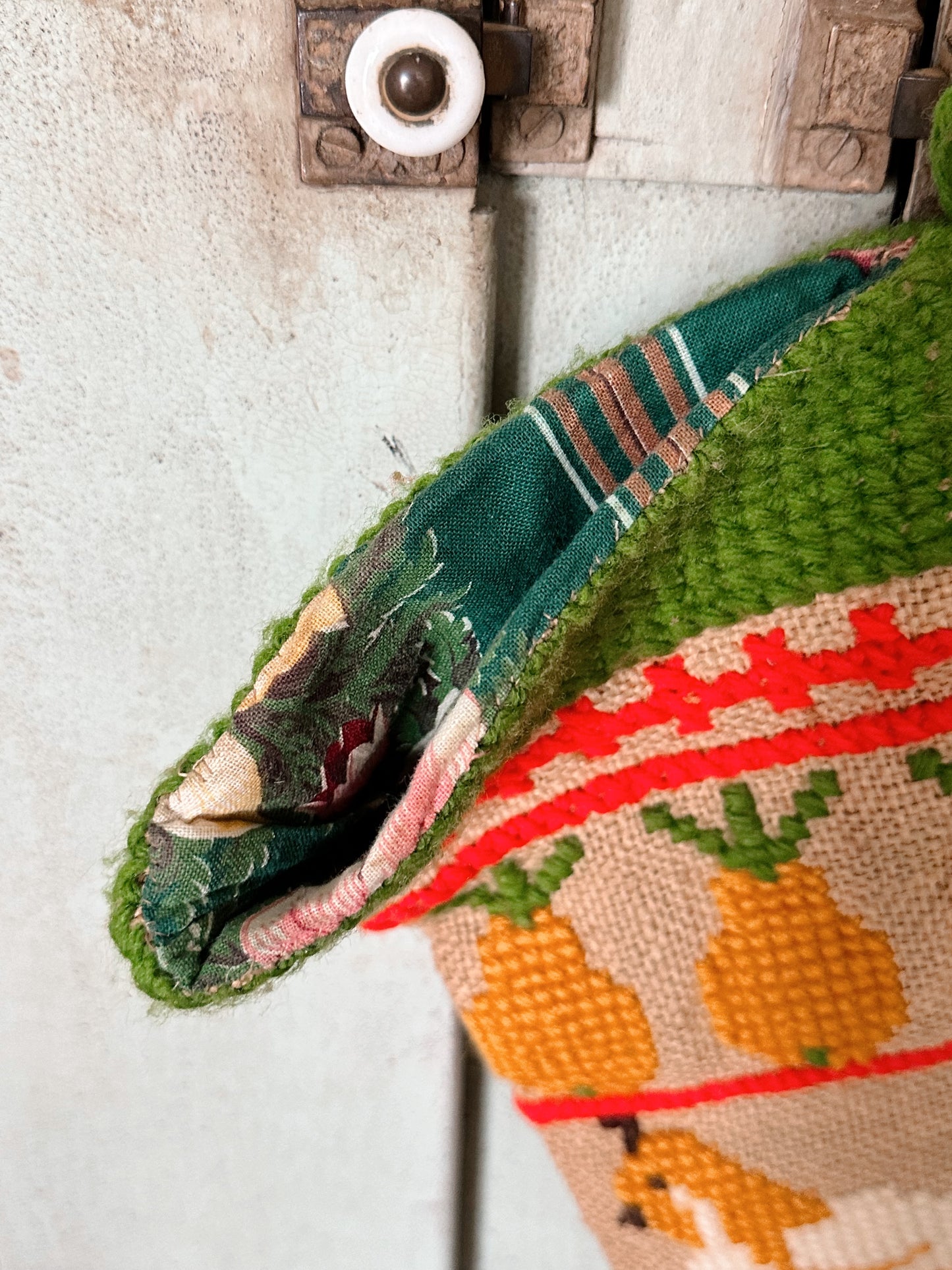 Handmade Vintage Stocking, Partridge in a Pear Tree