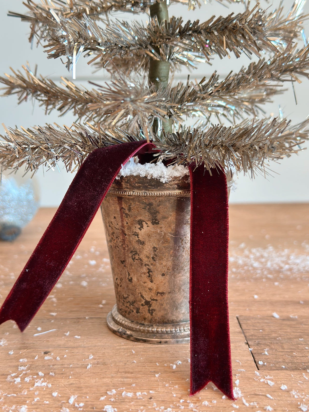 Vintage Mint Julep Cup Tinsel Tree