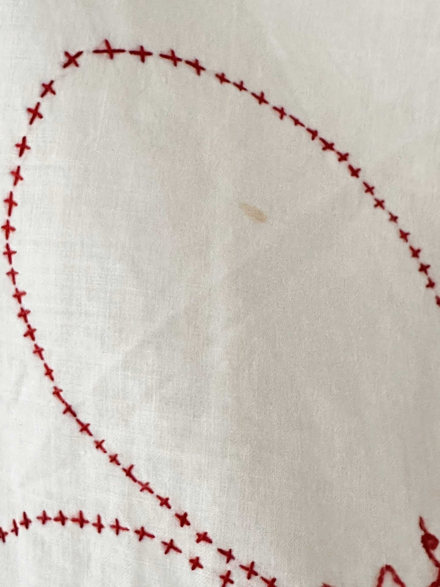 Vintage Hand Stitched Red Work Quilt Block