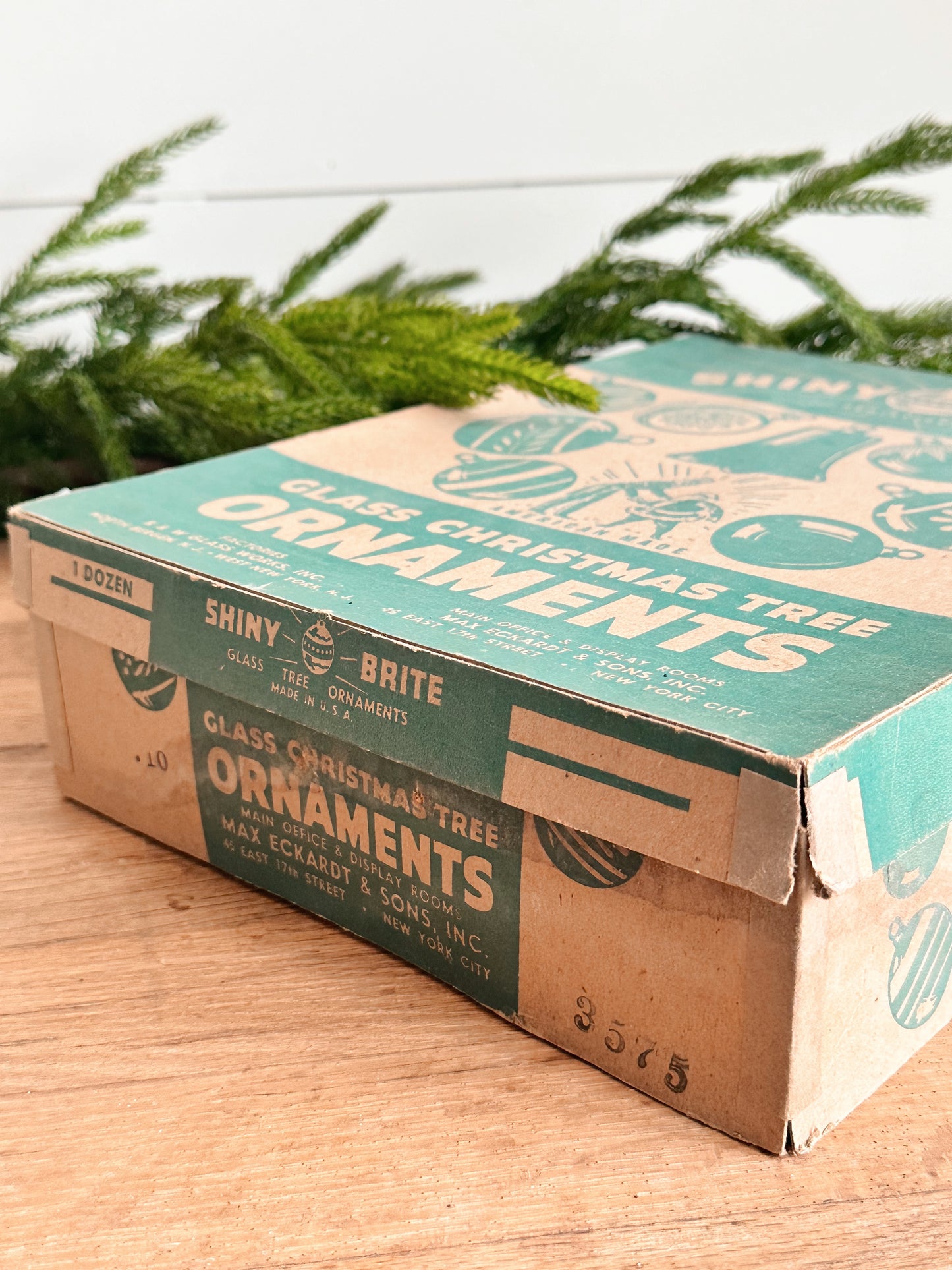 Vintage Shiny Brite Box Filled with Vintage Ornaments