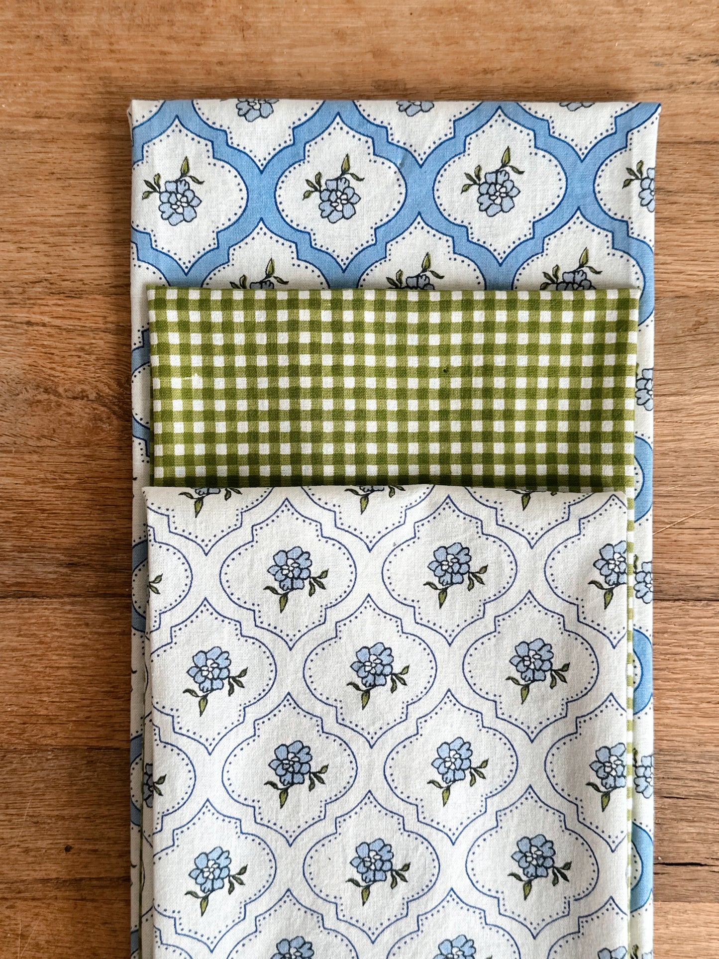 Set of Three Mixed Print Flour Sack Tea Towels