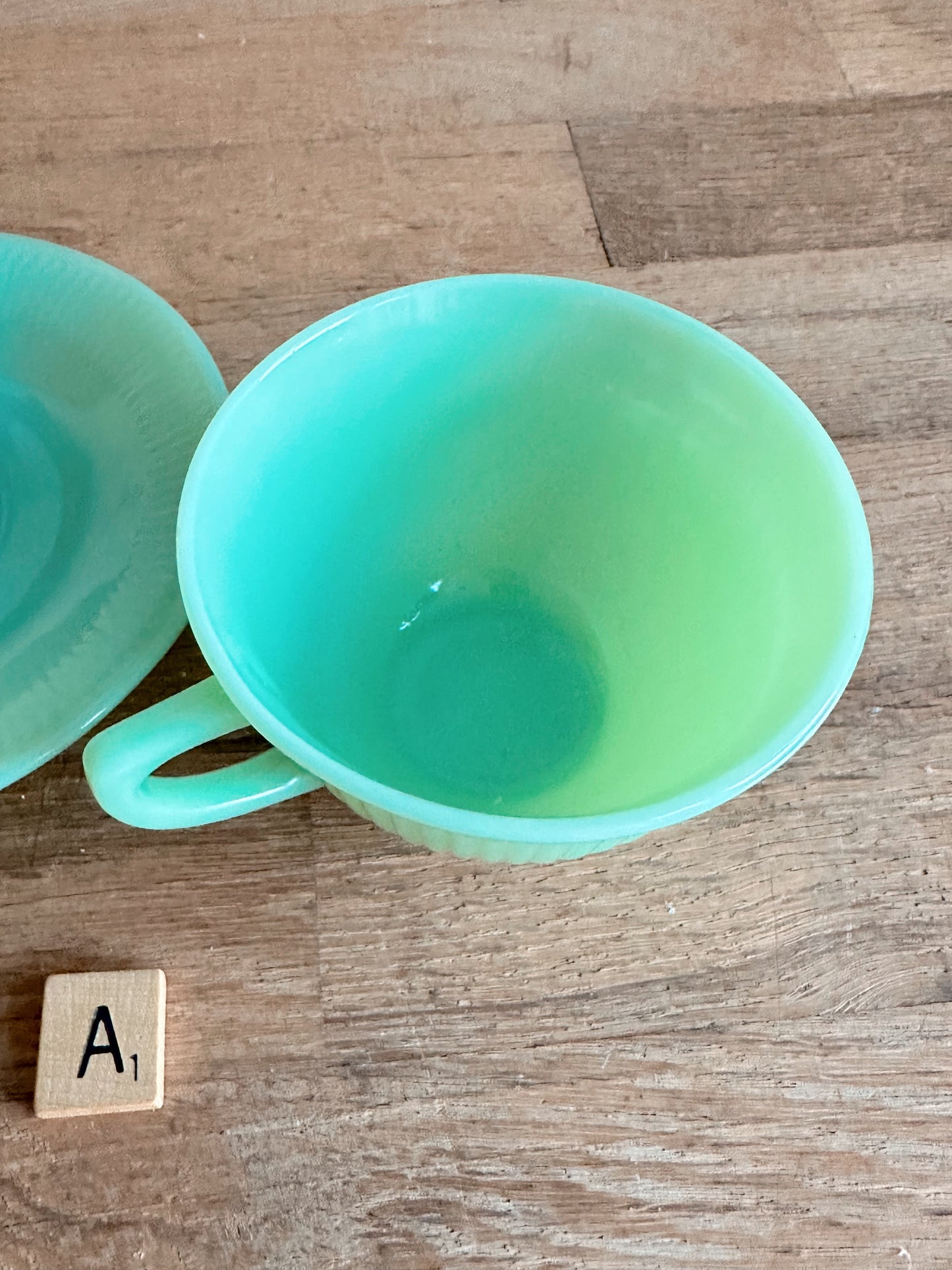 Vintage Fire King Jadeite Cup & Saucer