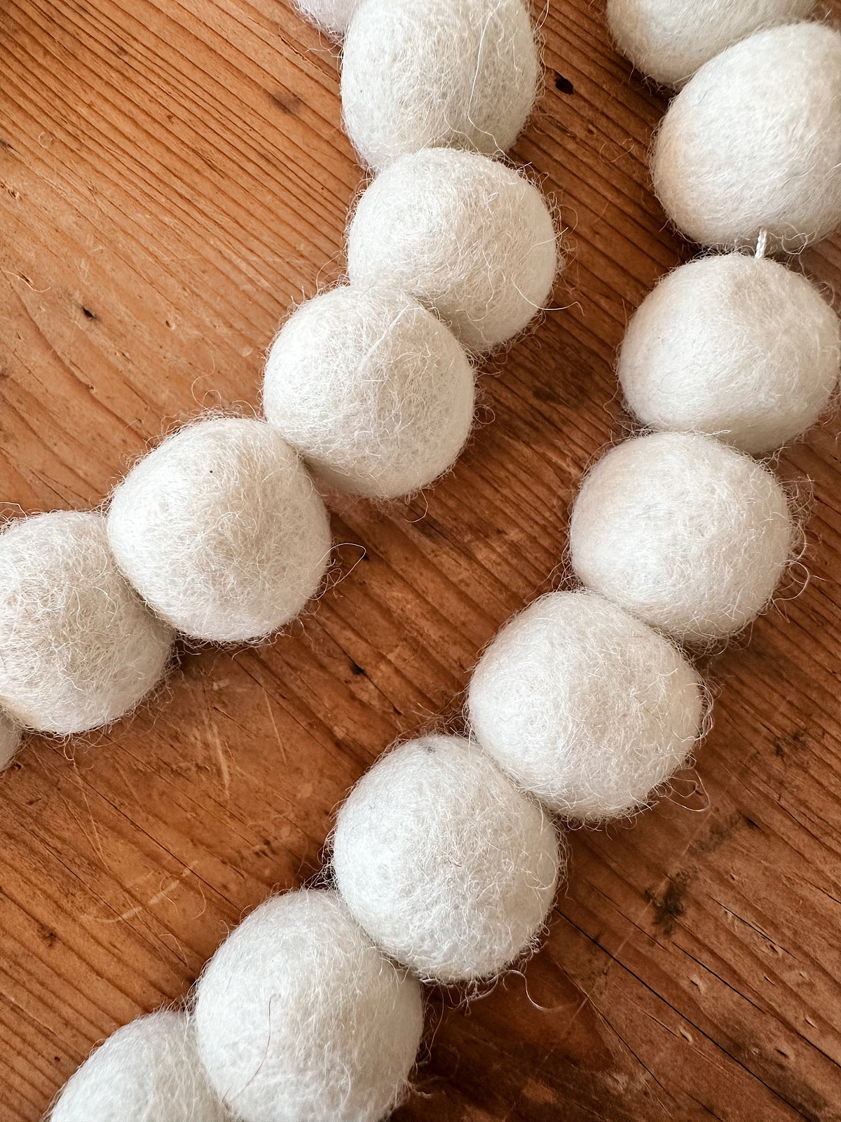 Soft White Felted Ball Garland