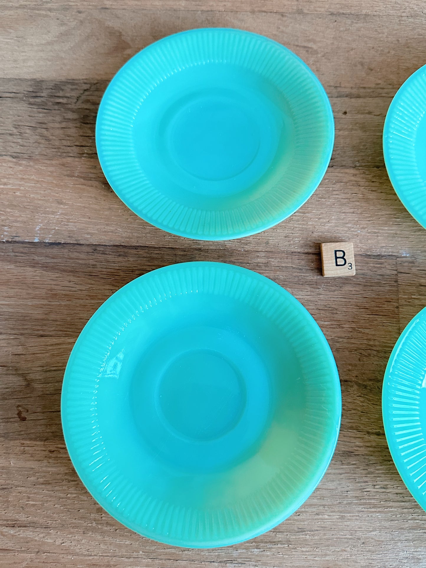 Set of Four Vintage Jadeite Saucers